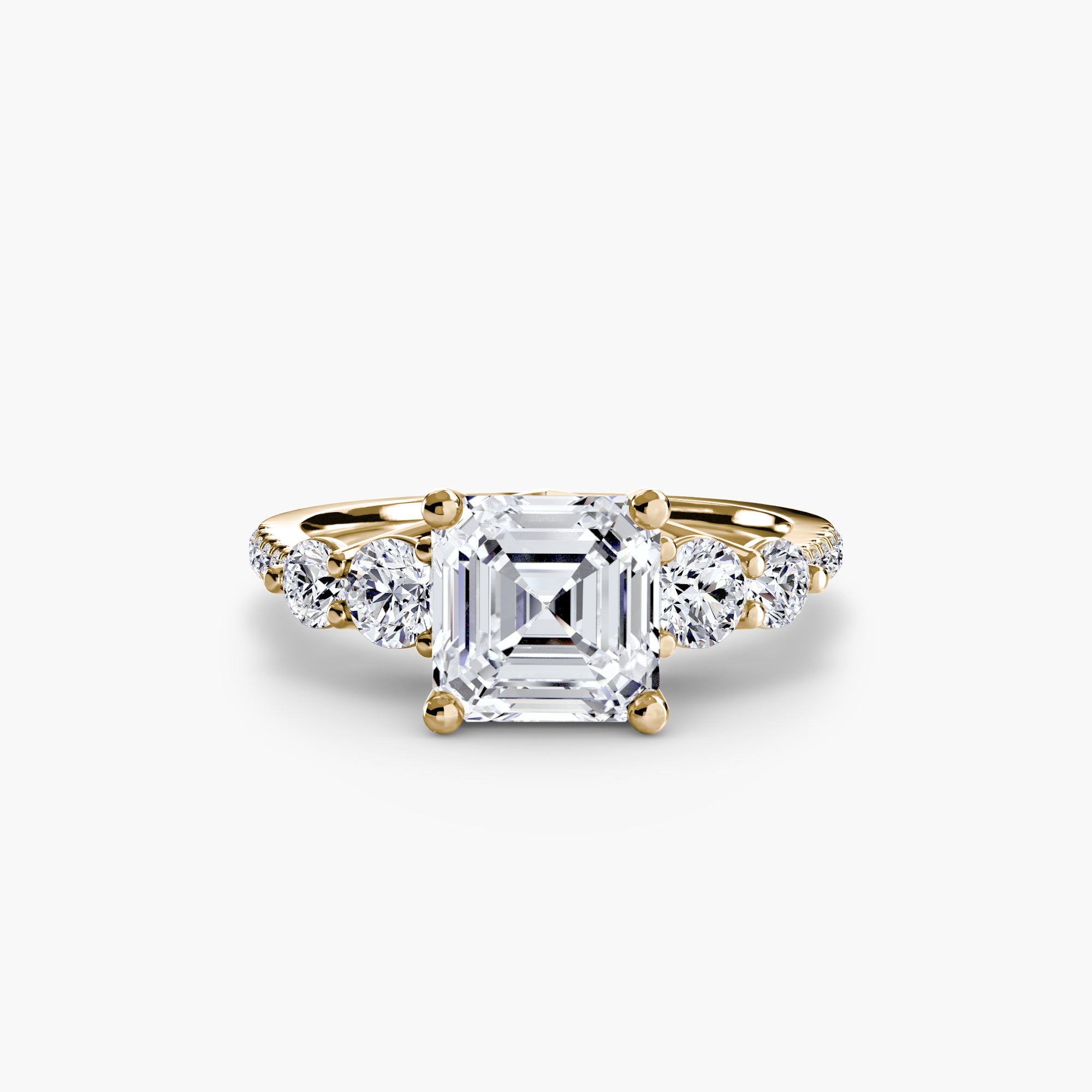 Five Stone Ring with Pavé Band - Lanore Fine Jewelry