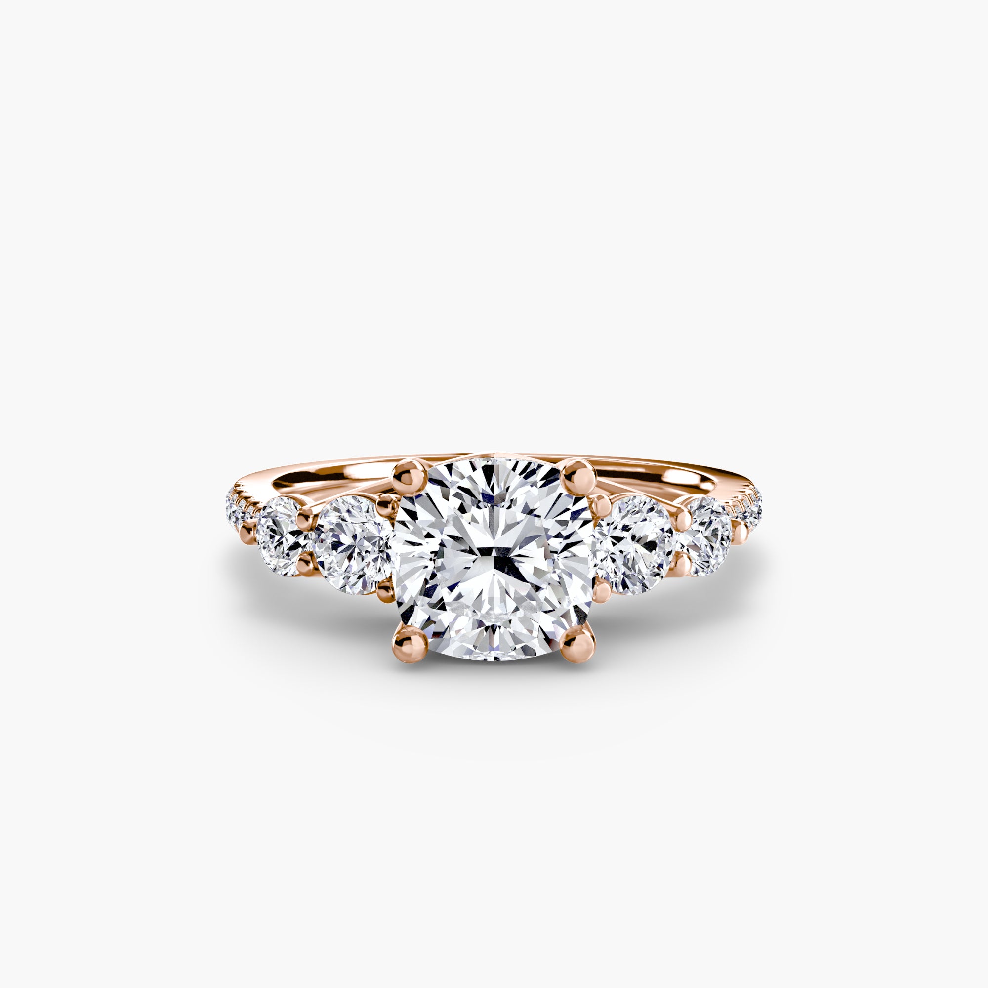 Five Stone Ring with Pavé Band - Lanore Fine Jewelry