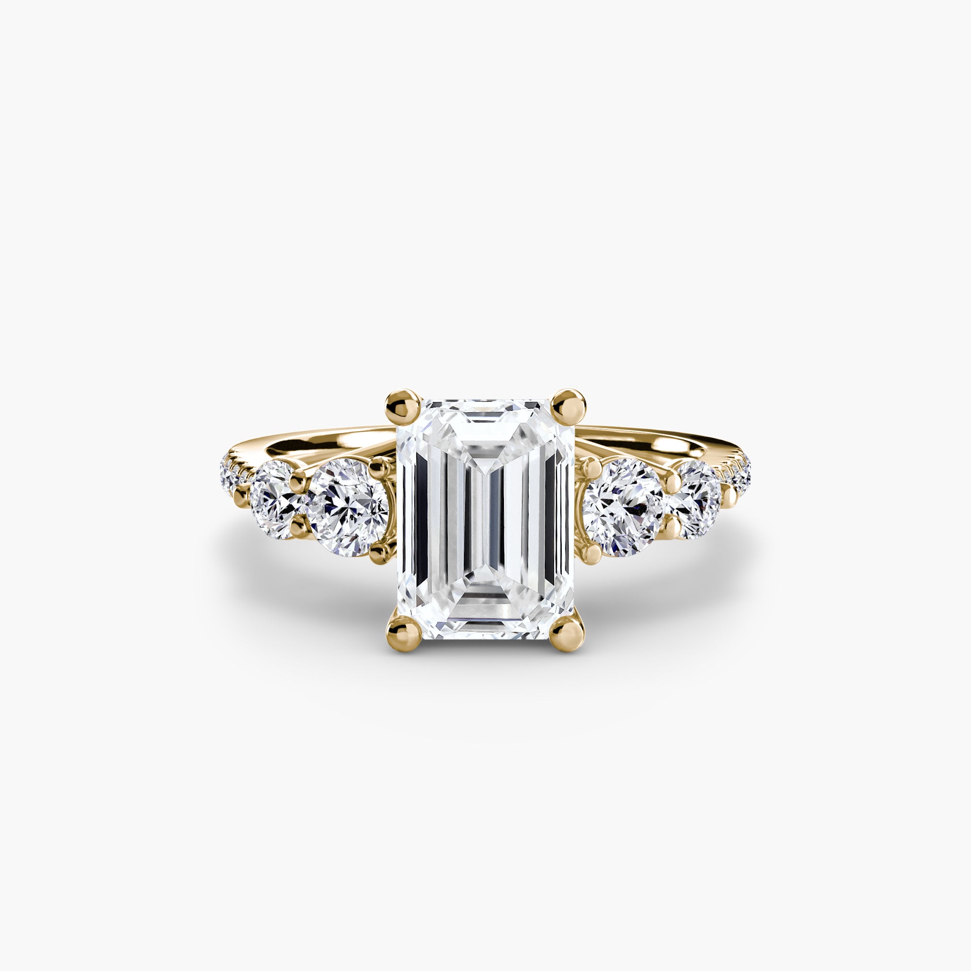 Five Stone Ring with Pavé Band - Lanore Fine Jewelry