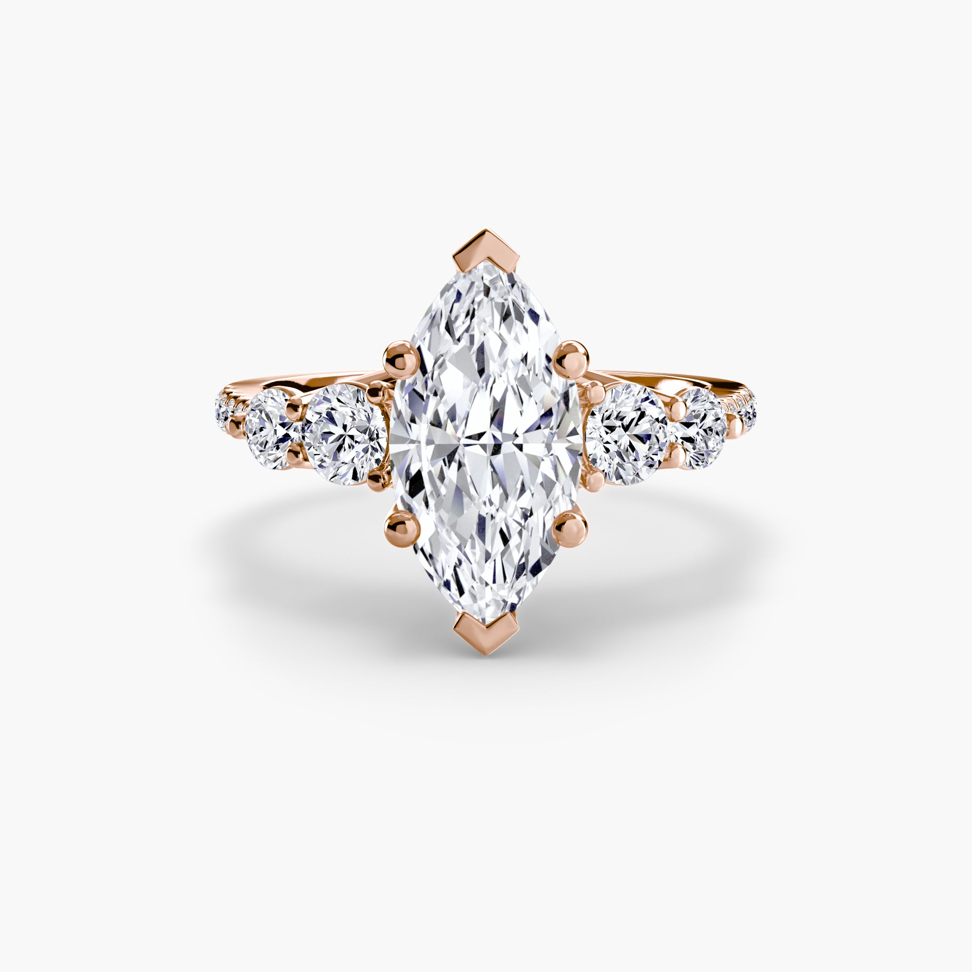 Five Stone Ring with Pavé Band - Lanore Fine Jewelry