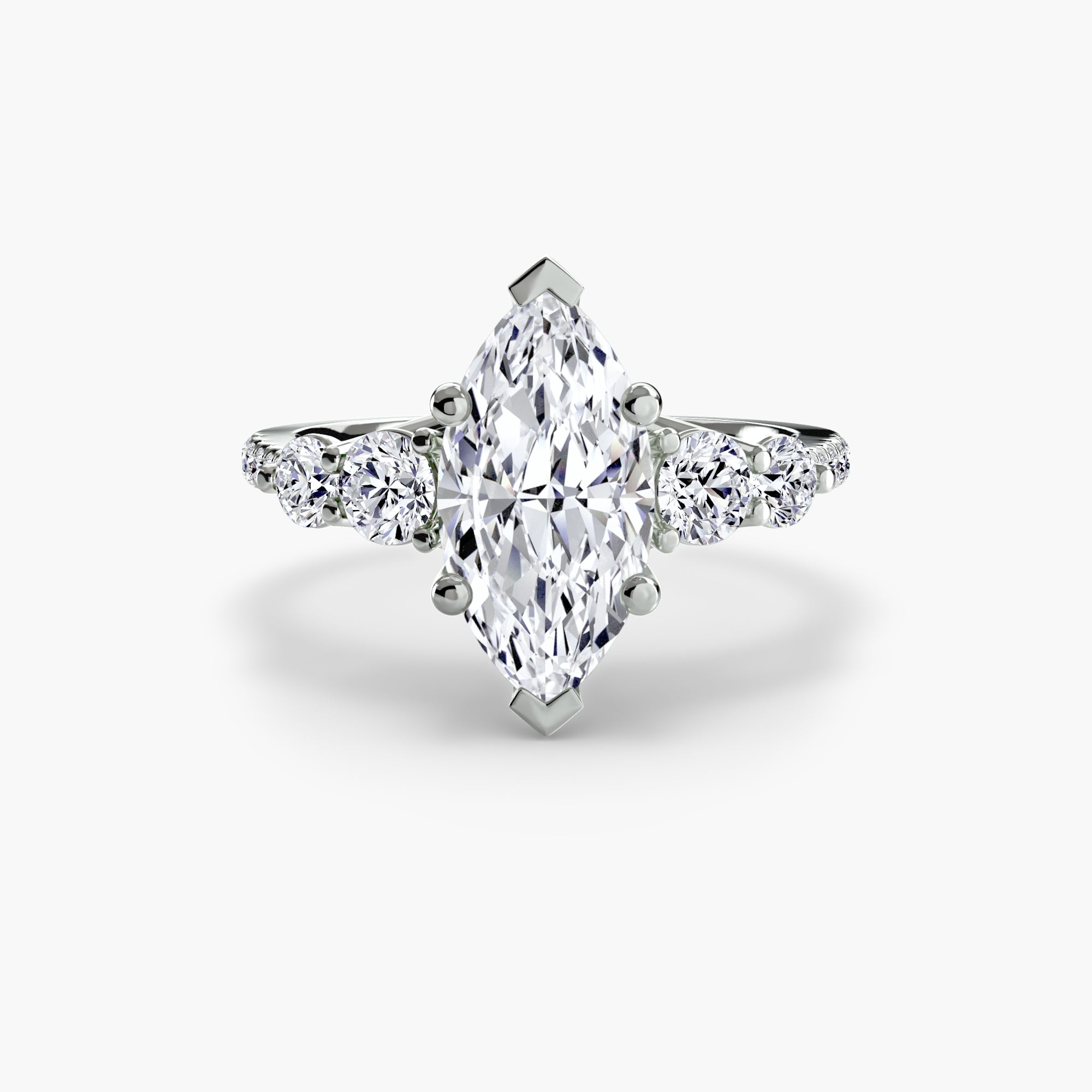 Five Stone Ring with Pavé Band - Lanore Fine Jewelry
