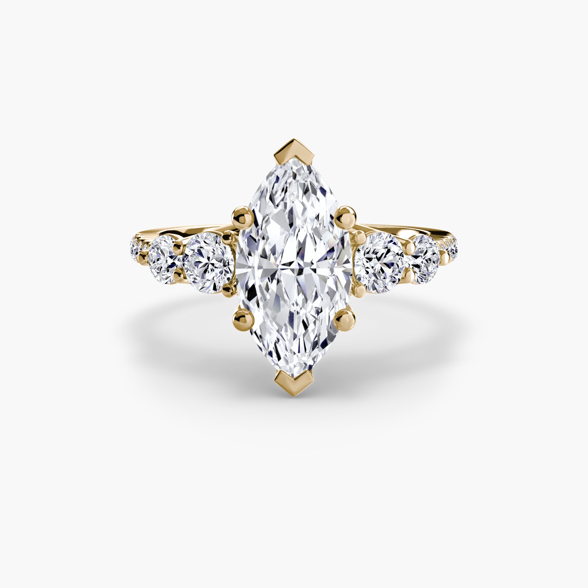 Five Stone Ring with Pavé Band - Lanore Fine Jewelry