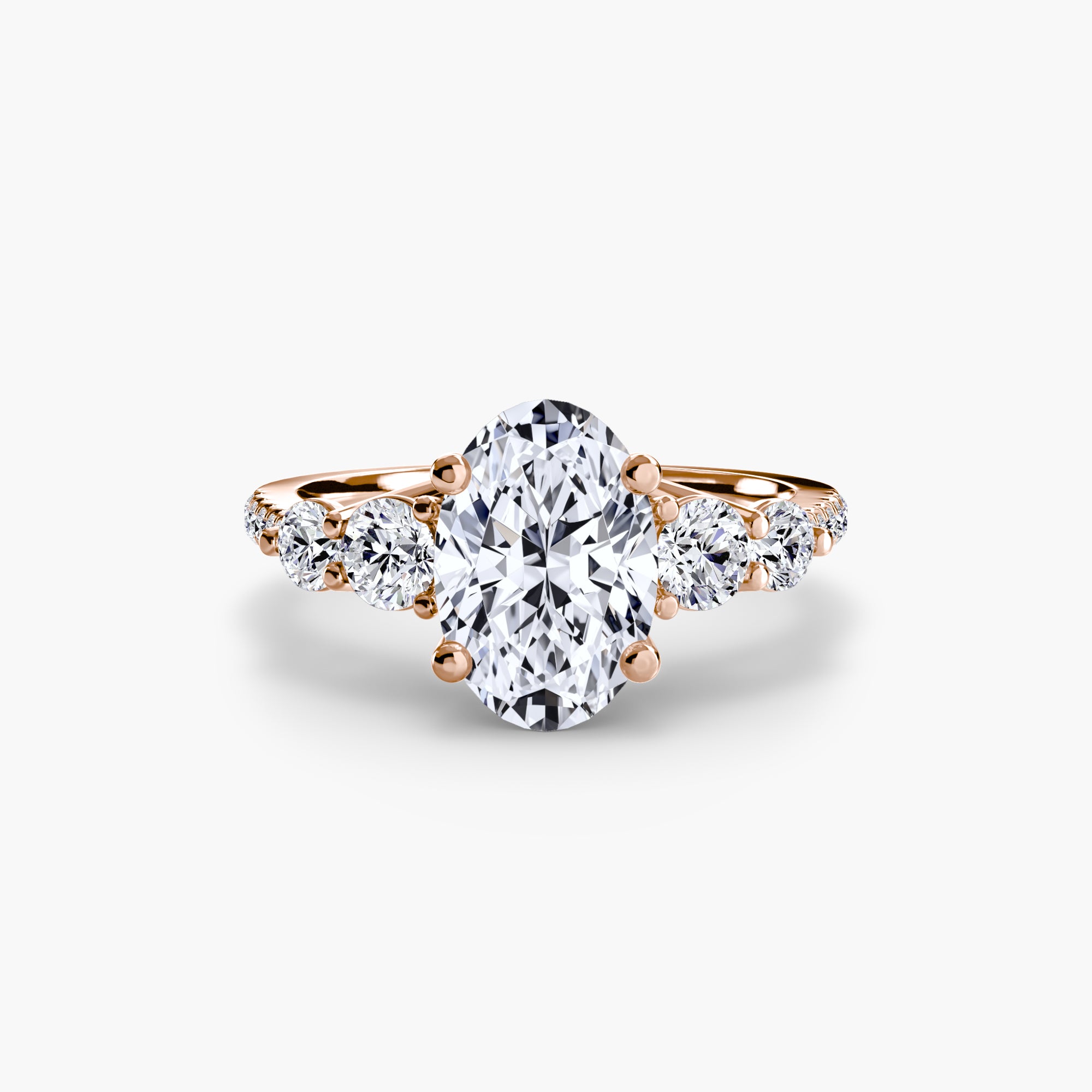Five Stone Ring with Pavé Band - Lanore Fine Jewelry