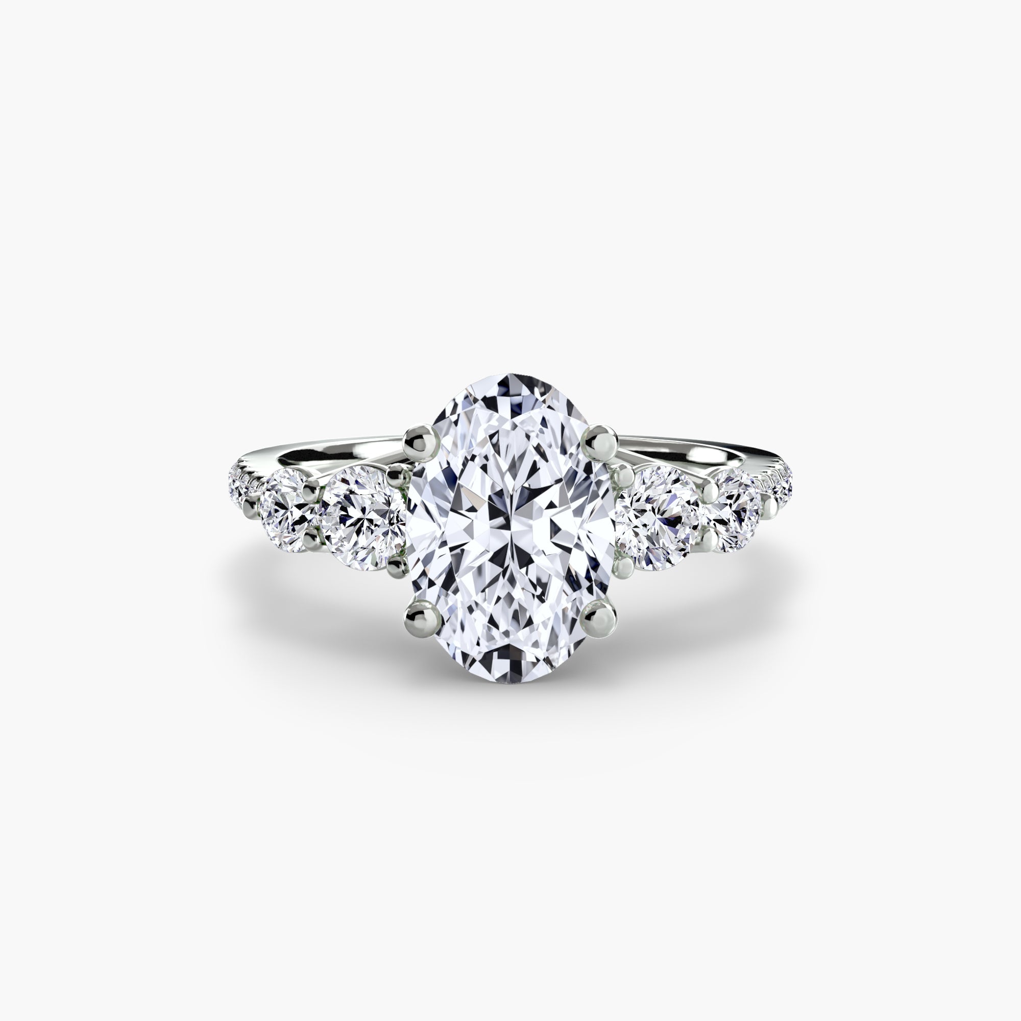 Five Stone Ring with Pavé Band - Lanore Fine Jewelry