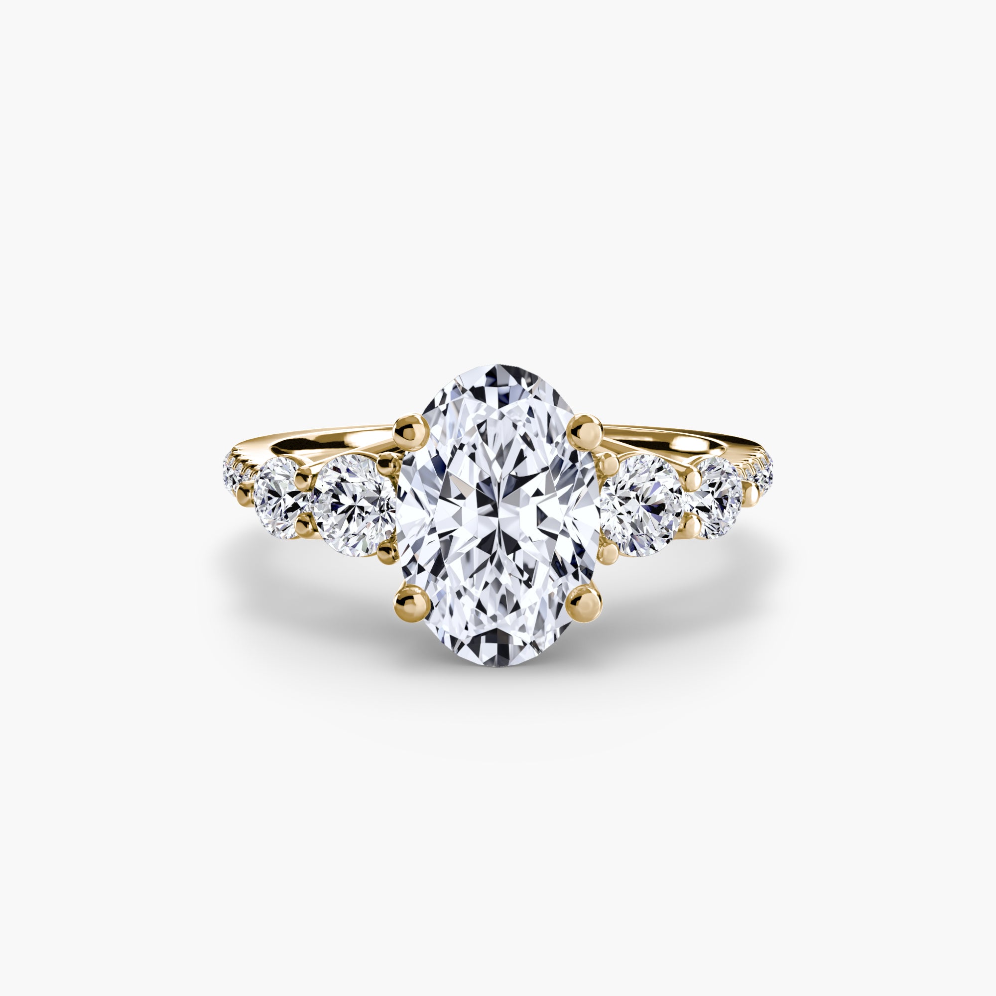 Five Stone Ring with Pavé Band - Lanore Fine Jewelry
