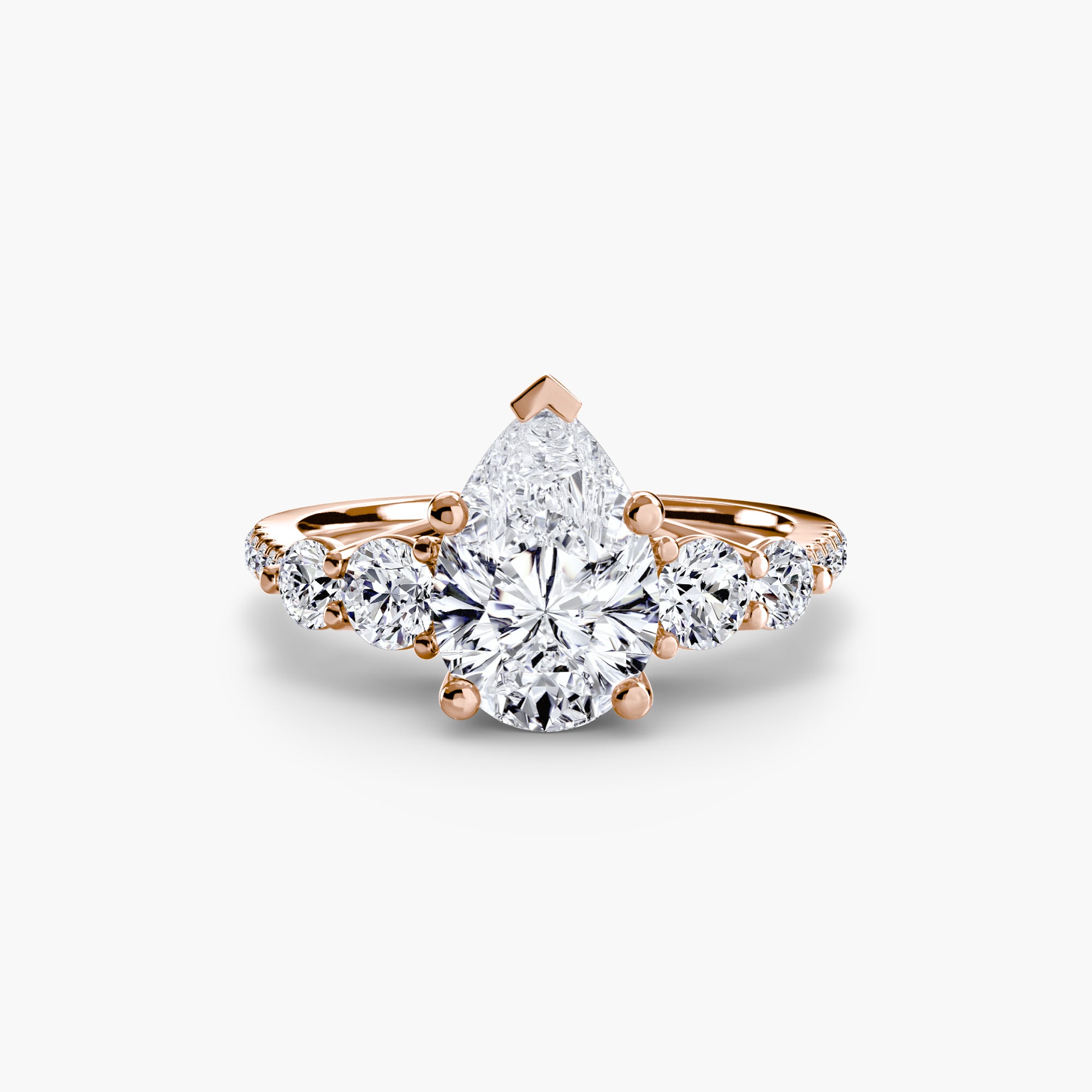 Five Stone Ring with Pavé Band - Lanore Fine Jewelry
