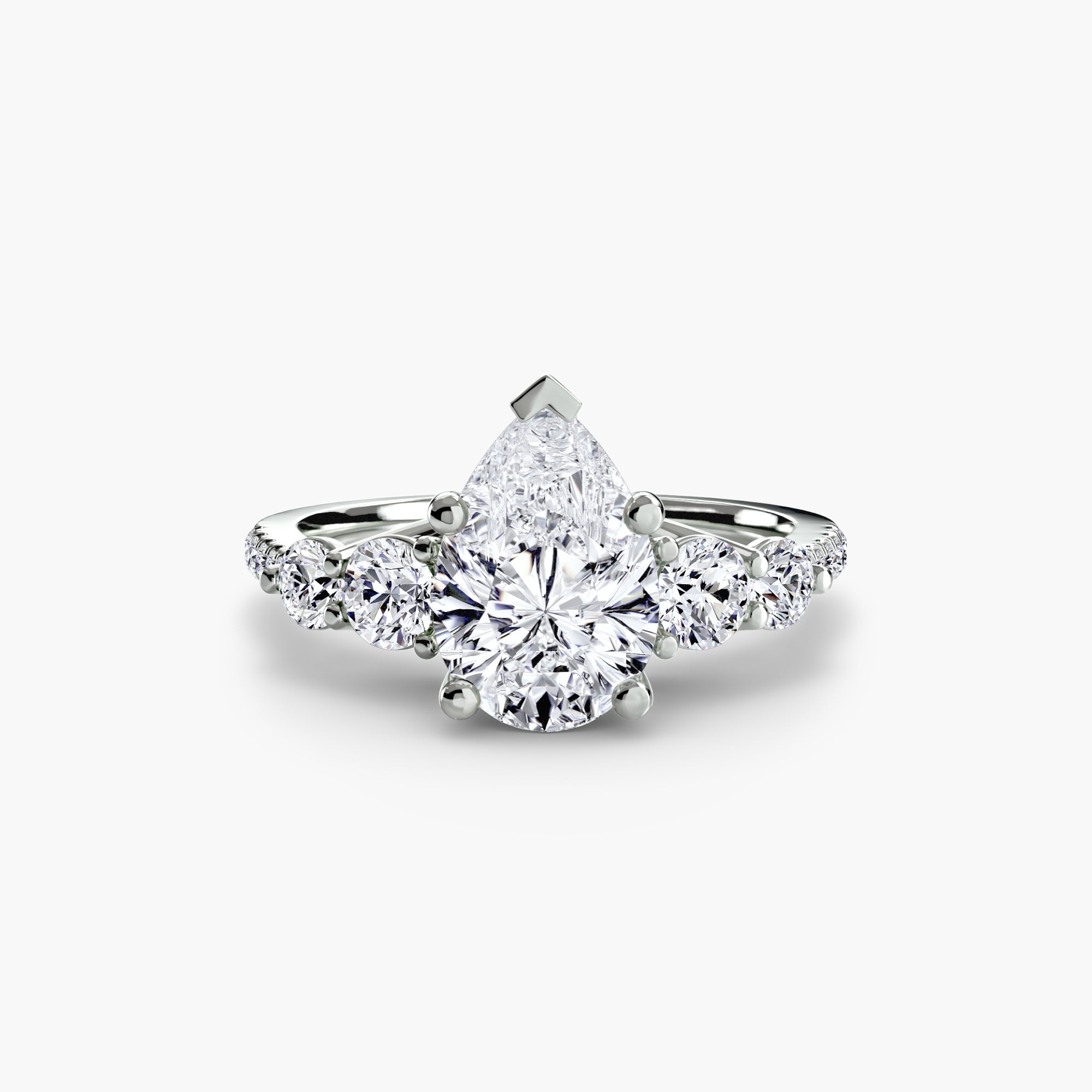 Five Stone Ring with Pavé Band - Lanore Fine Jewelry