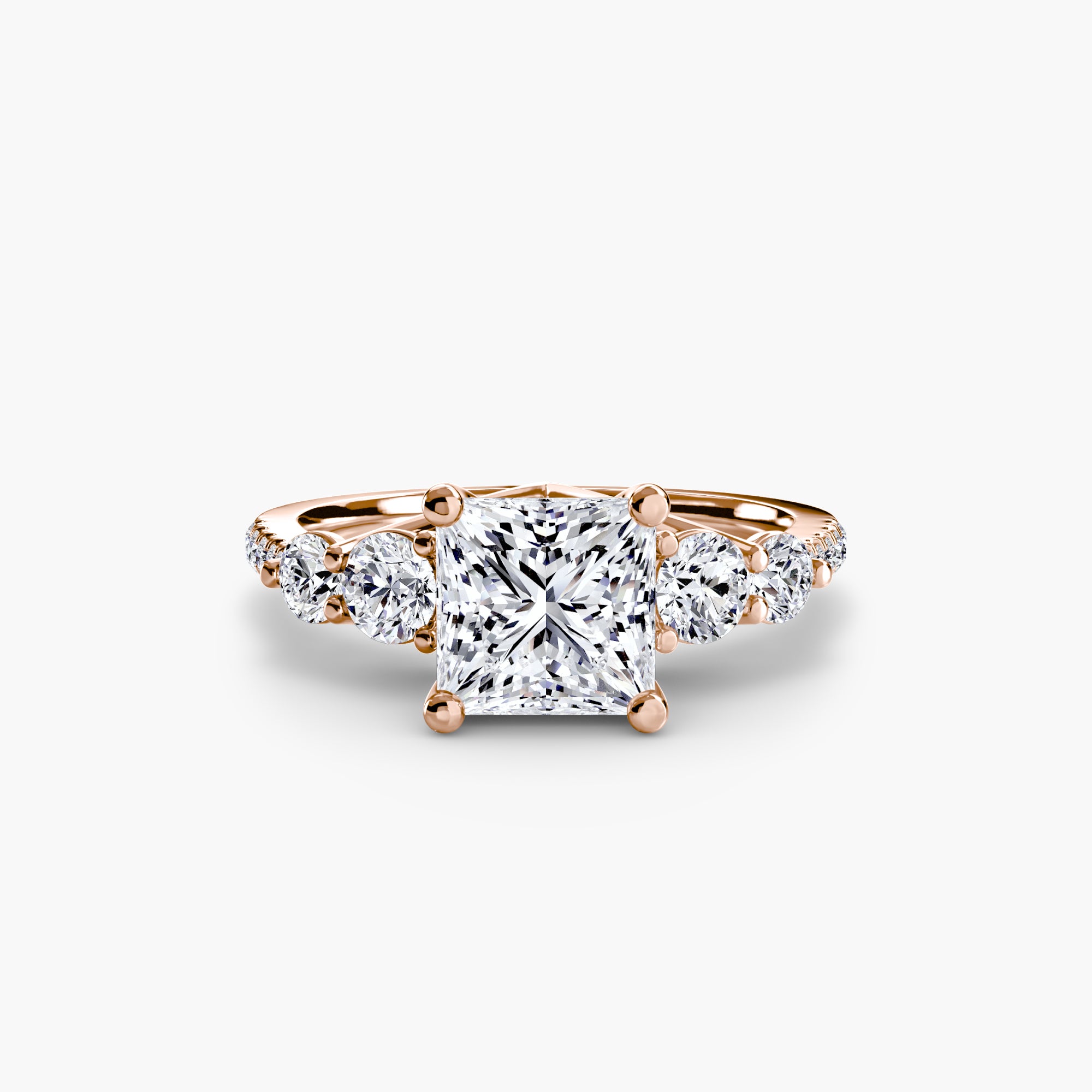 Five Stone Ring with Pavé Band - Lanore Fine Jewelry