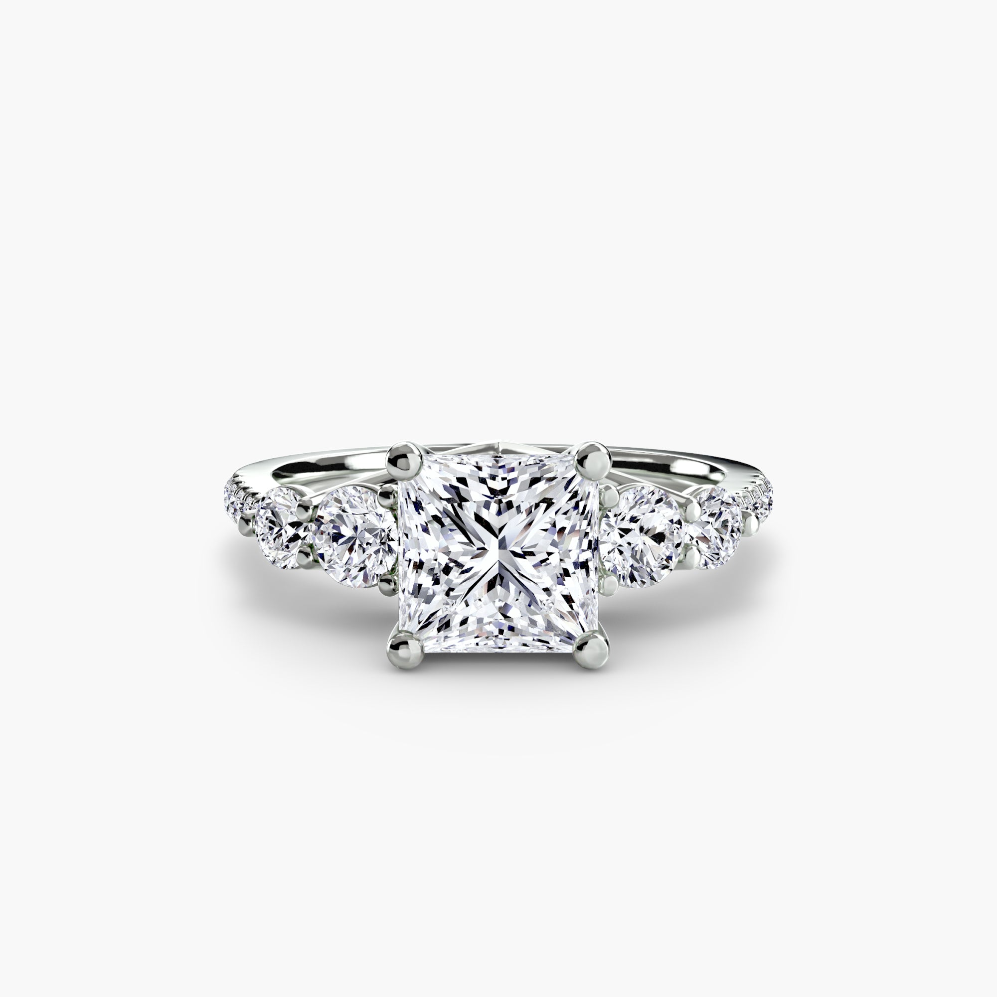Five Stone Ring with Pavé Band - Lanore Fine Jewelry