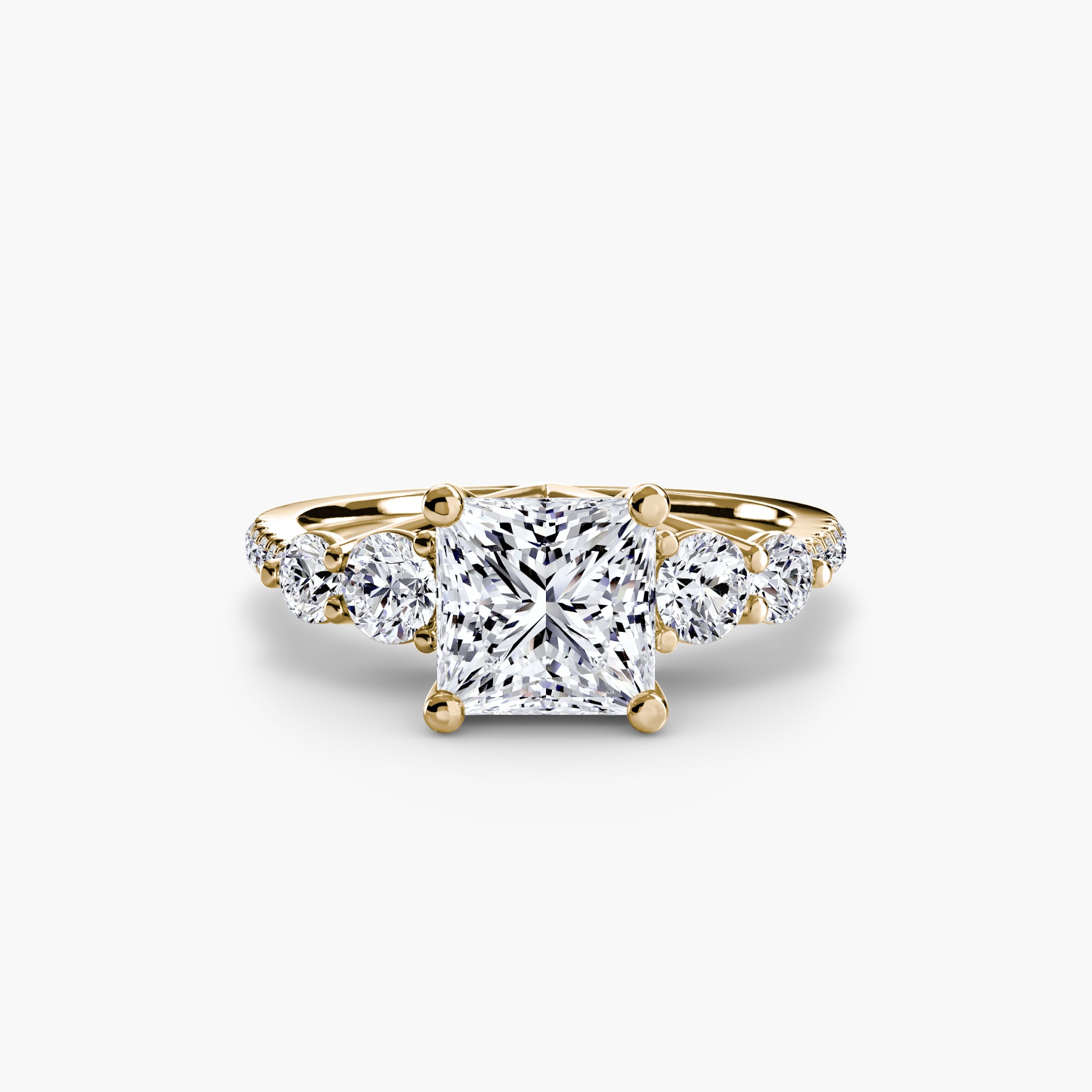 Five Stone Ring with Pavé Band - Lanore Fine Jewelry