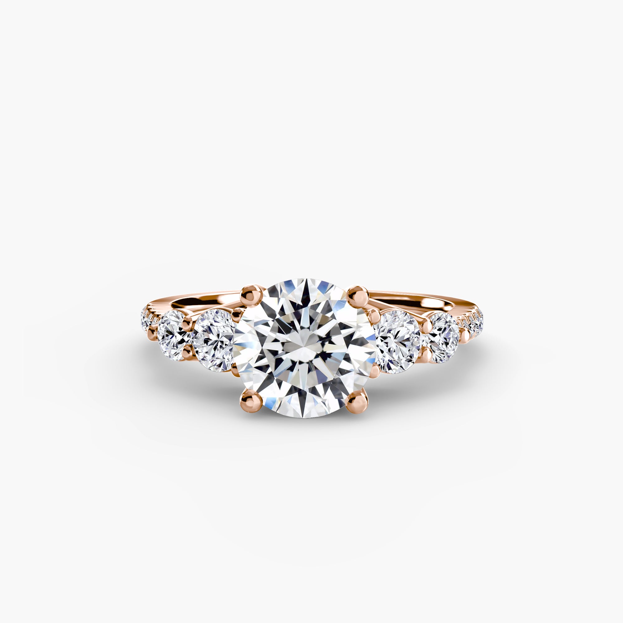 Five Stone Ring with Pavé Band - Lanore Fine Jewelry