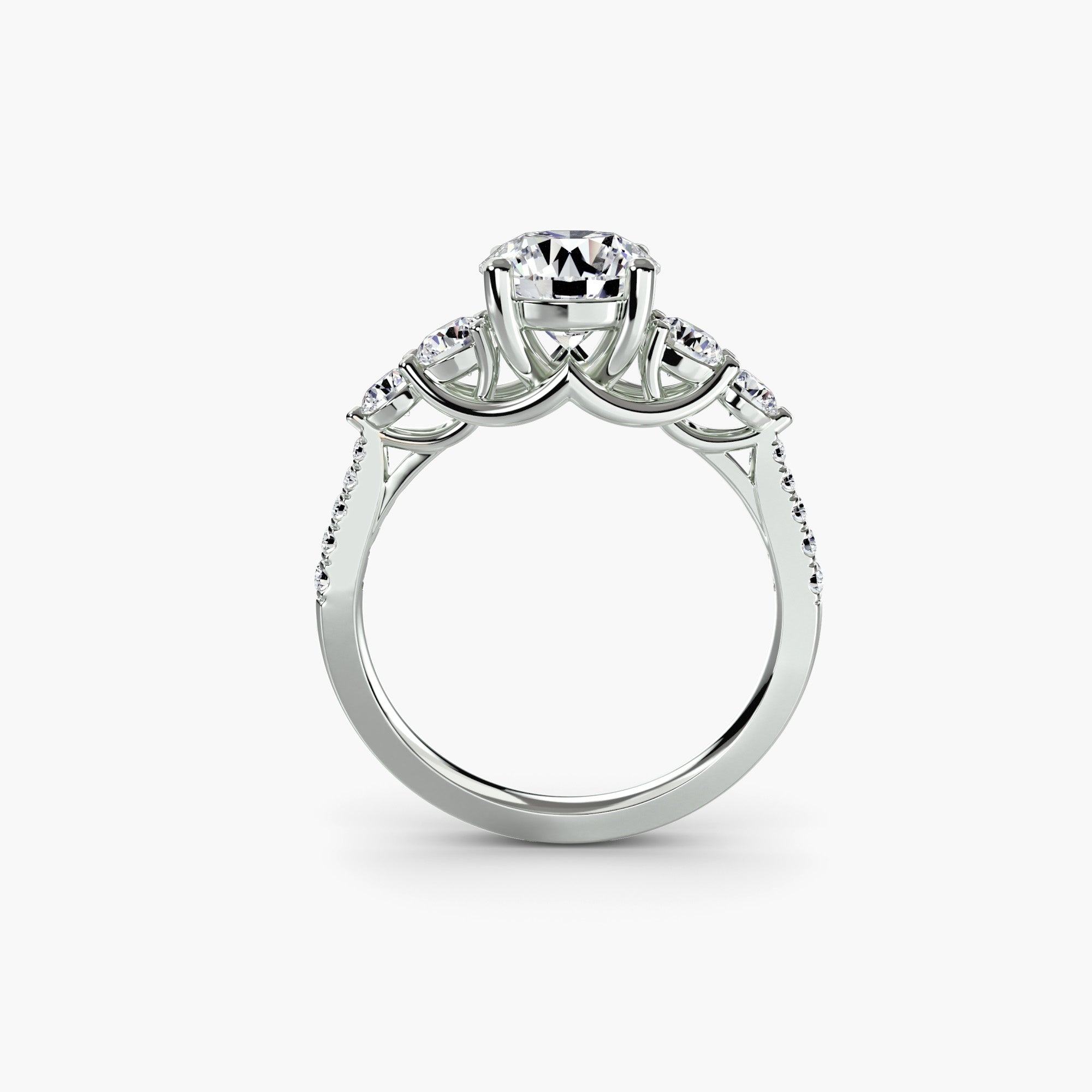 Five Stone Ring with Pavé Band - Lanore Fine Jewelry