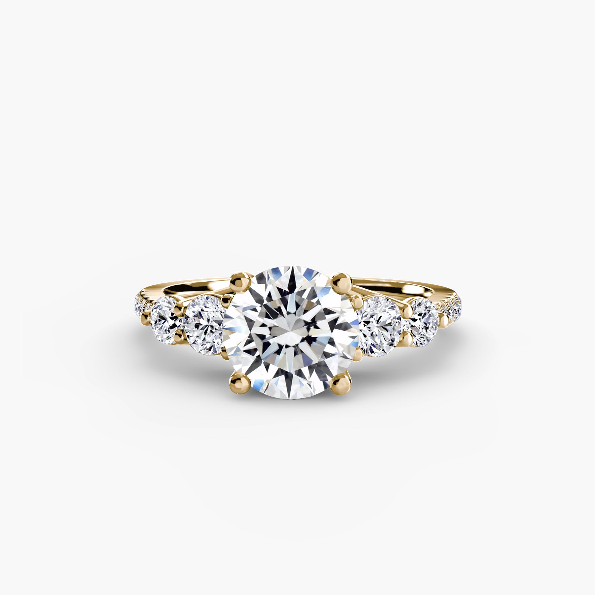 Five Stone Ring with Pavé Band - Lanore Fine Jewelry