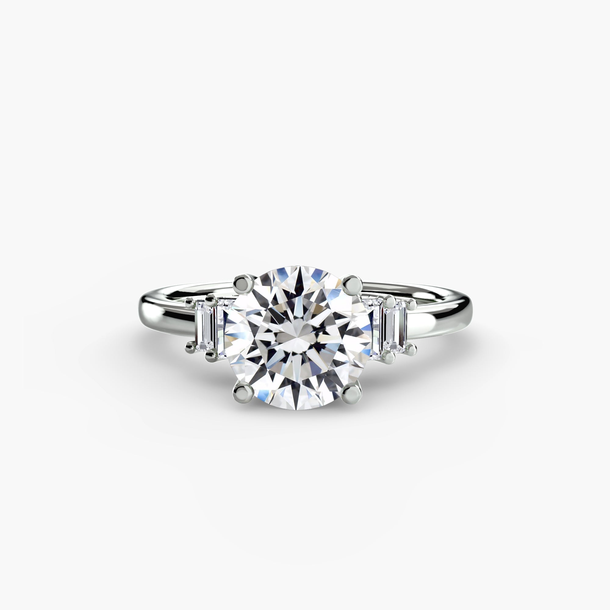 Baguette Accent Solitaire - Lanore Fine Jewelry