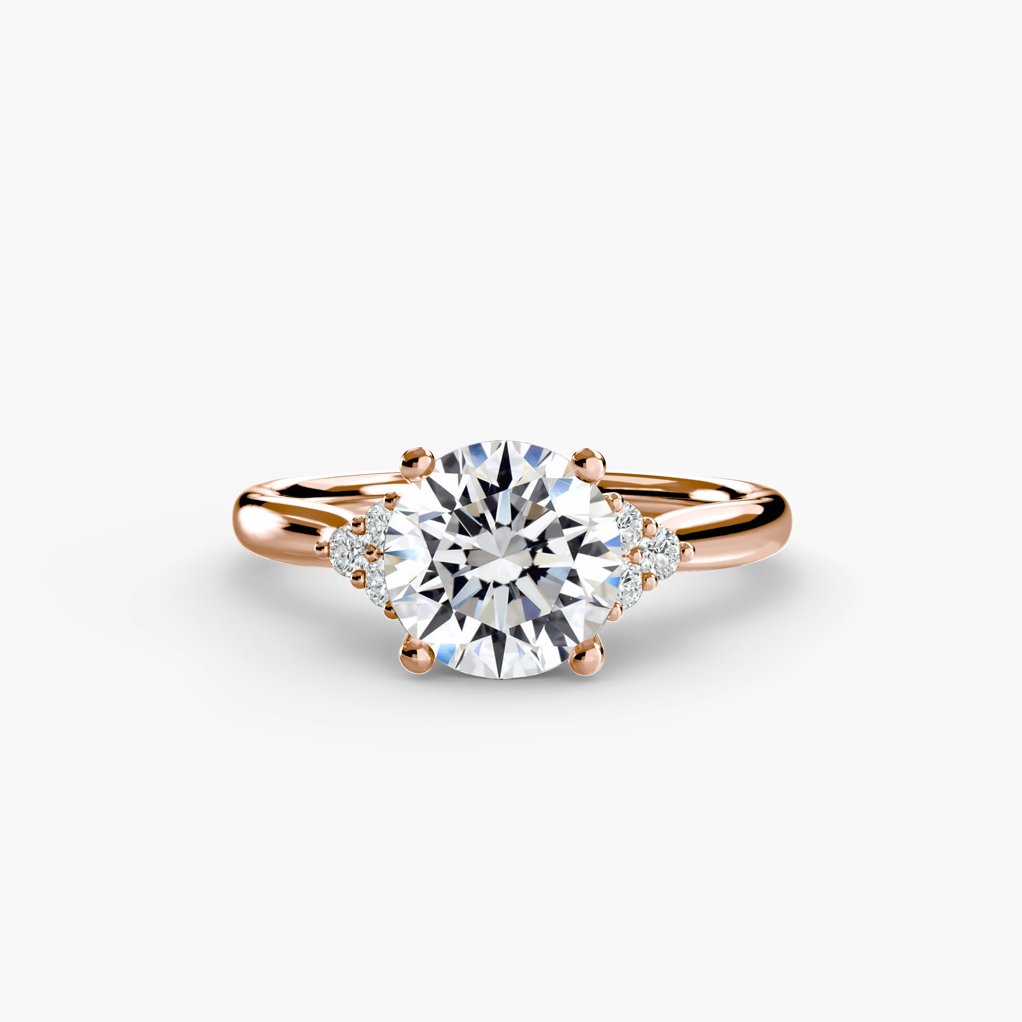 Solitaire with Cluster Shoulders - Lanore Fine Jewelry