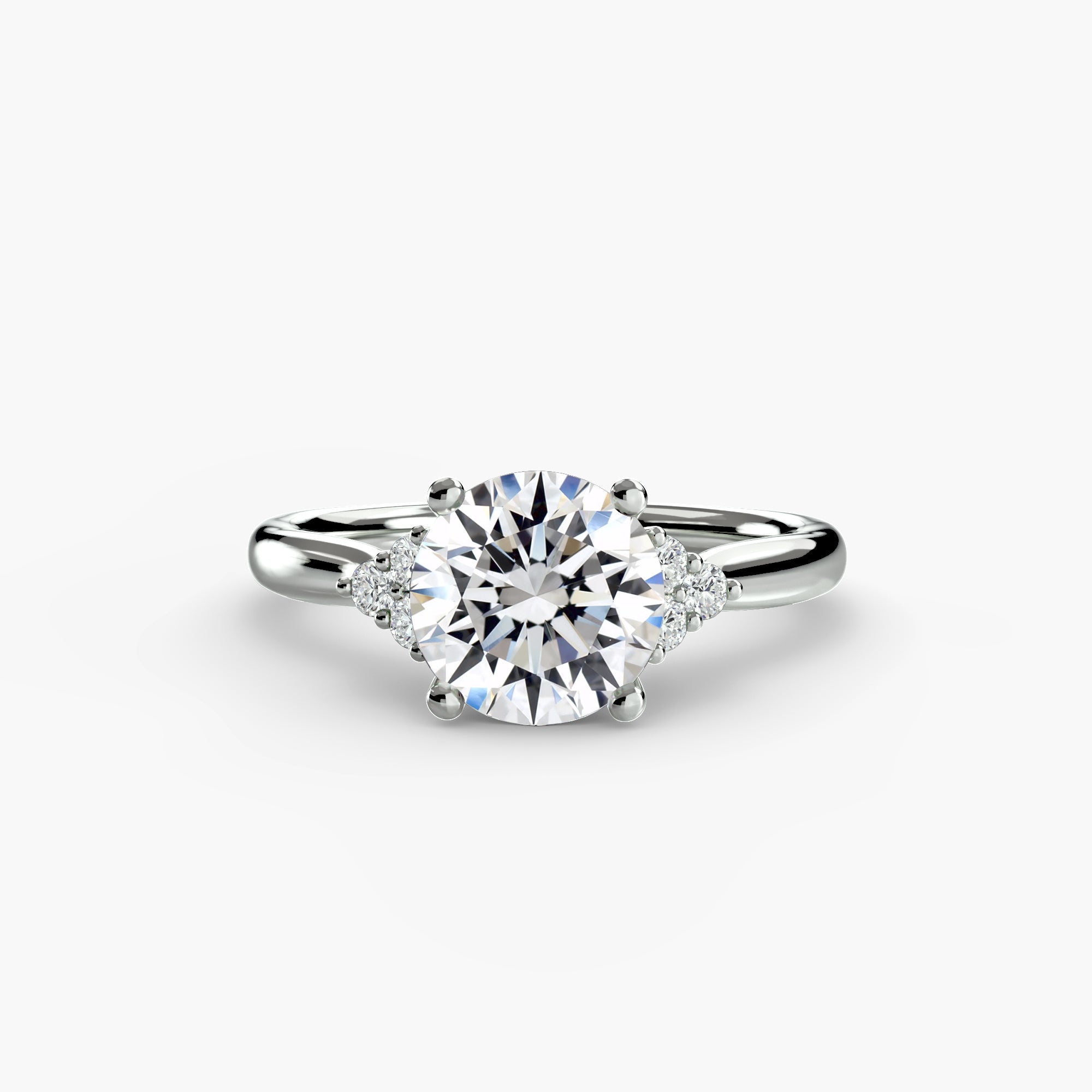 Solitaire with Cluster Shoulders - Lanore Fine Jewelry