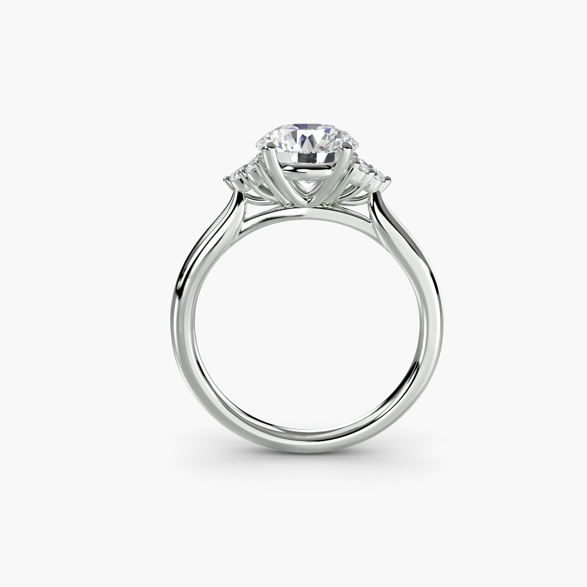 Solitaire with Cluster Shoulders - Lanore Fine Jewelry