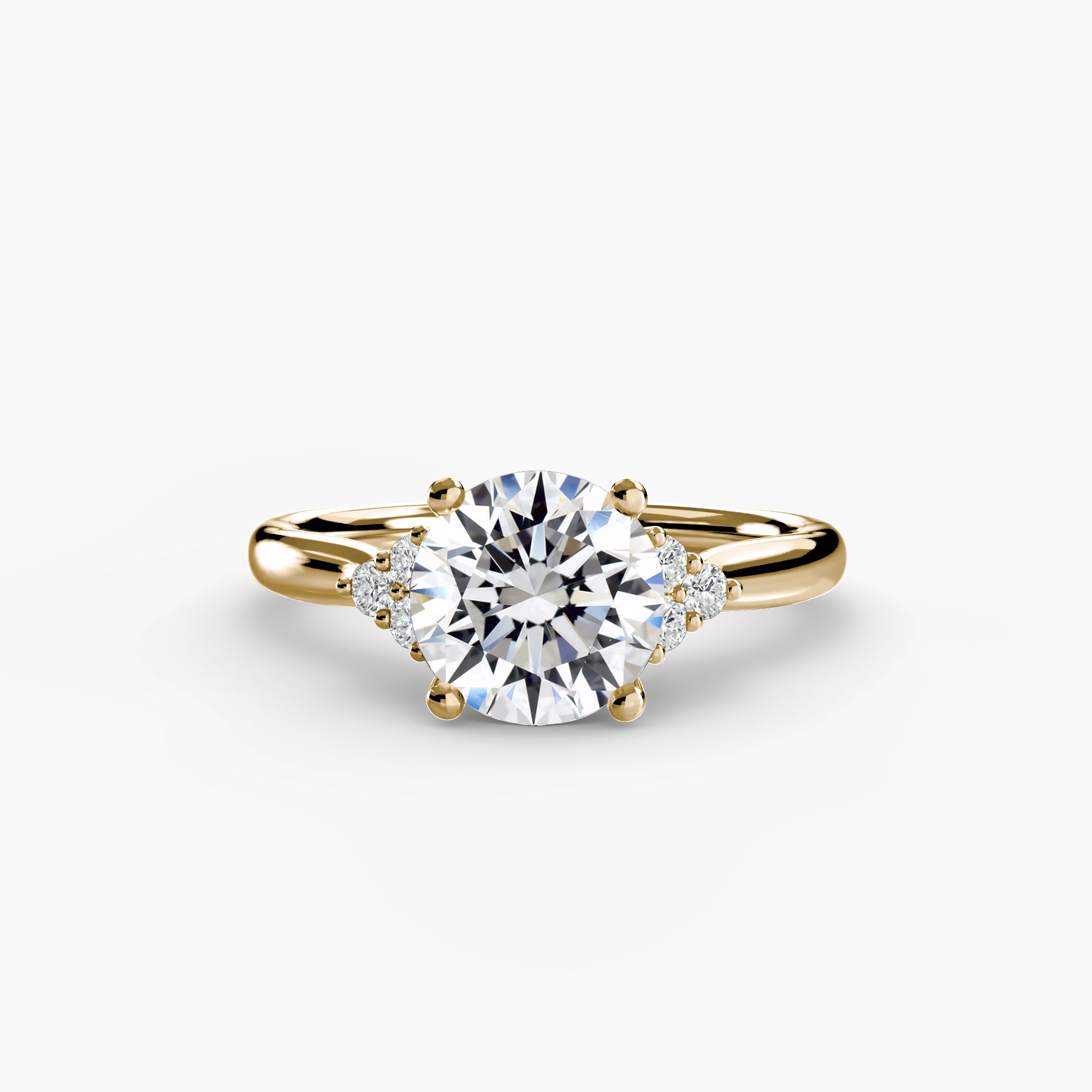 Solitaire with Cluster Shoulders - Lanore Fine Jewelry