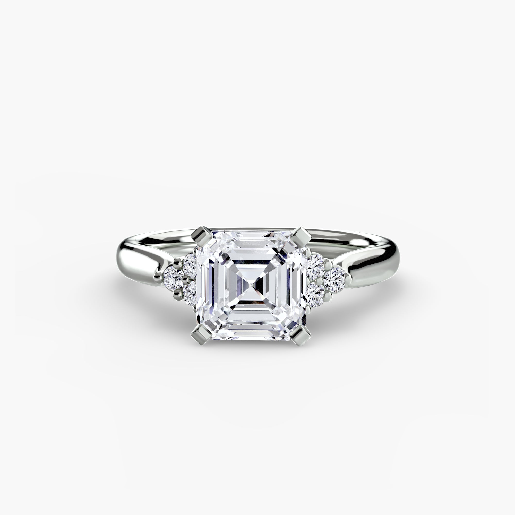 Solitaire with Cluster Shoulders 2 - Lanore Fine Jewelry