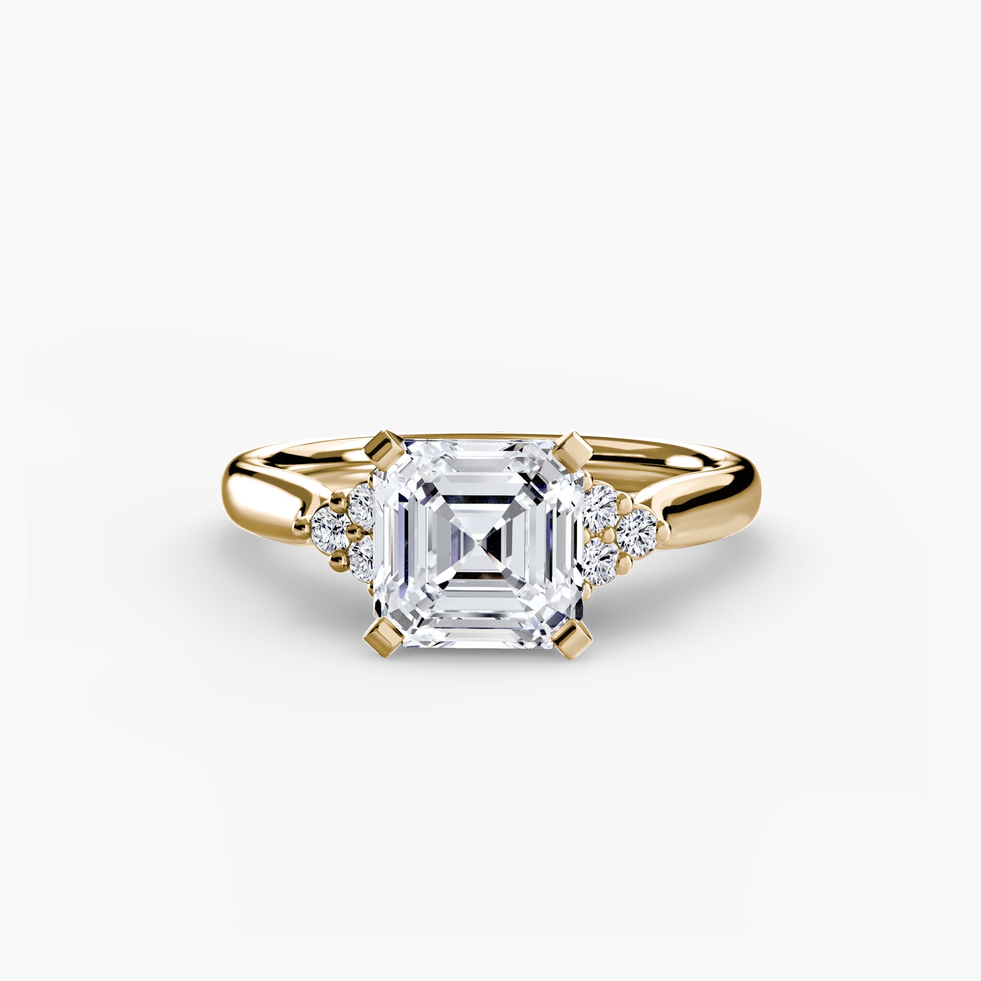Solitaire with Cluster Shoulders 2 - Lanore Fine Jewelry