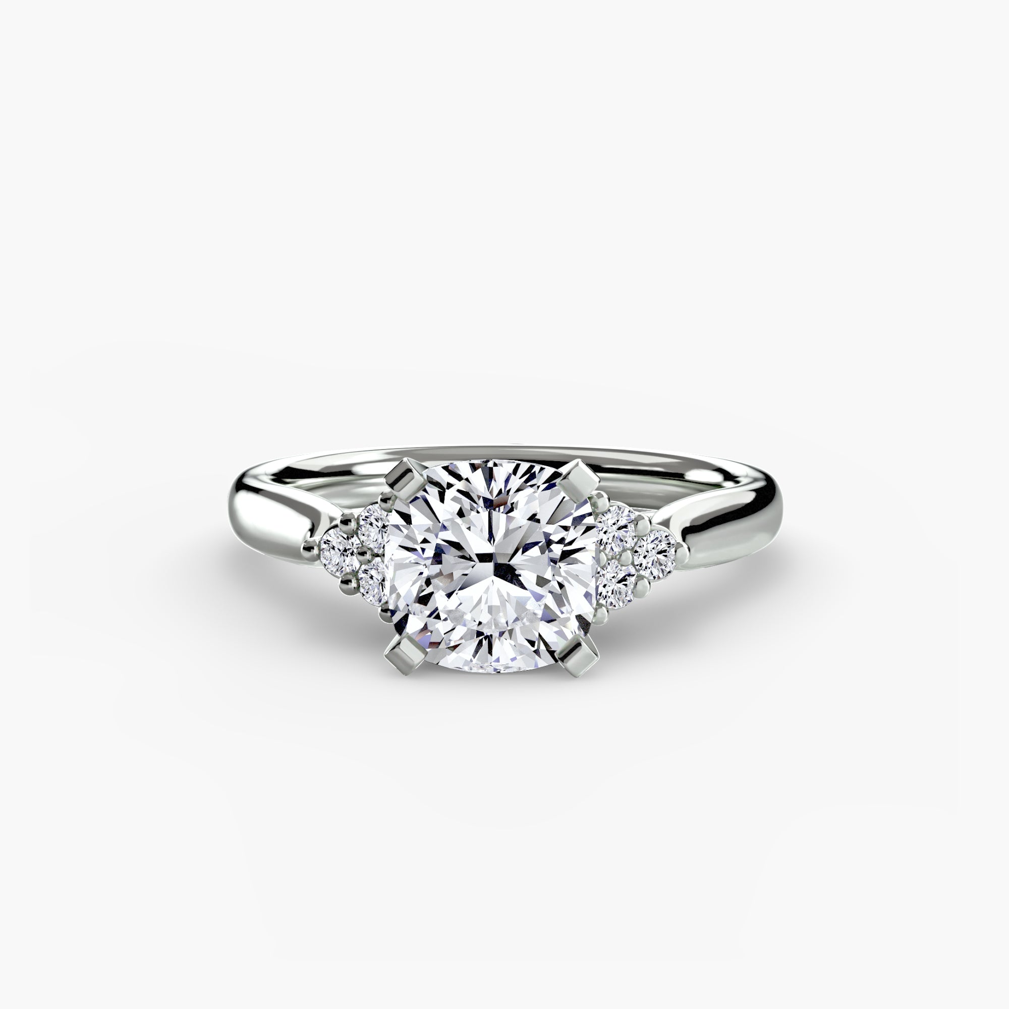 Solitaire with Cluster Shoulders 2 - Lanore Fine Jewelry