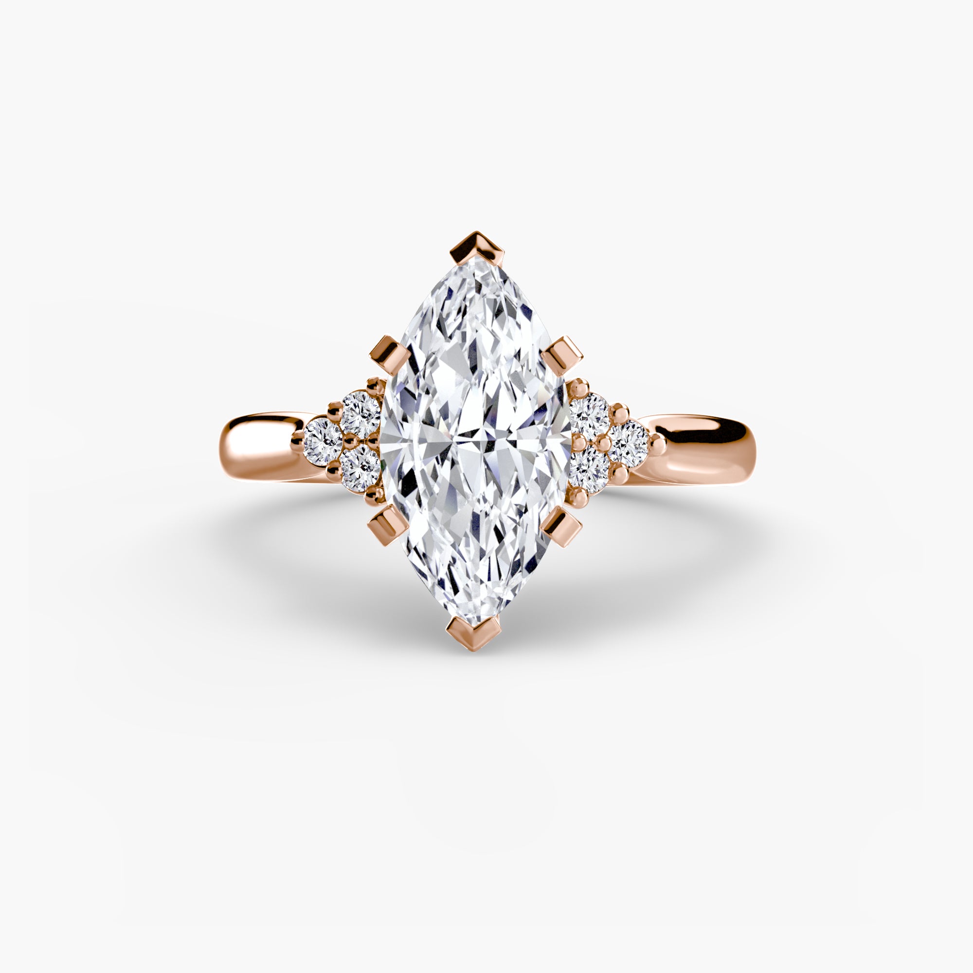 Solitaire with Cluster Shoulders 2 - Lanore Fine Jewelry