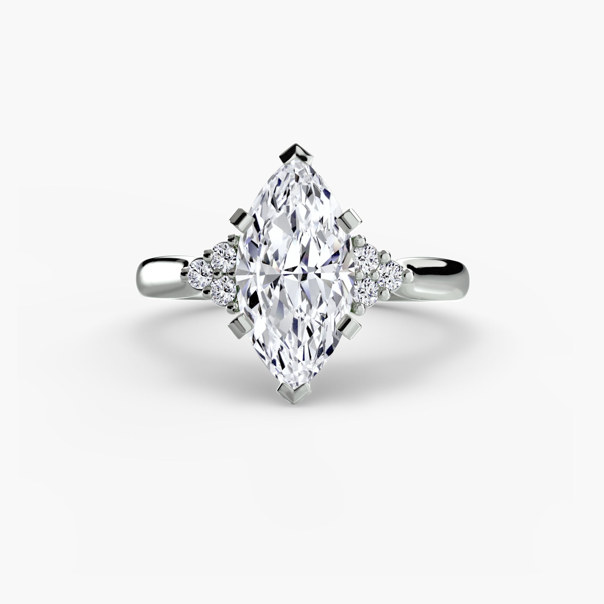 Solitaire with Cluster Shoulders 2 - Lanore Fine Jewelry