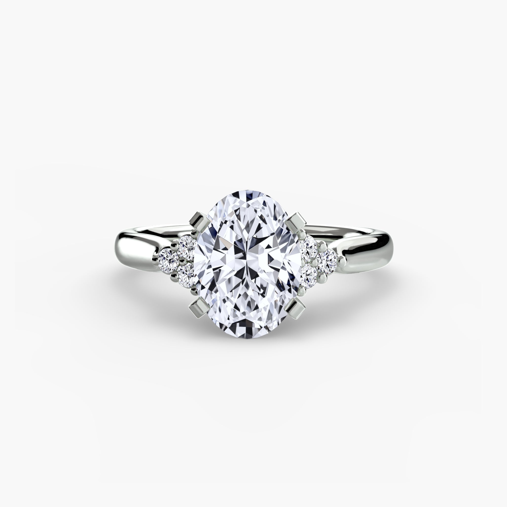 Solitaire with Cluster Shoulders 2 - Lanore Fine Jewelry