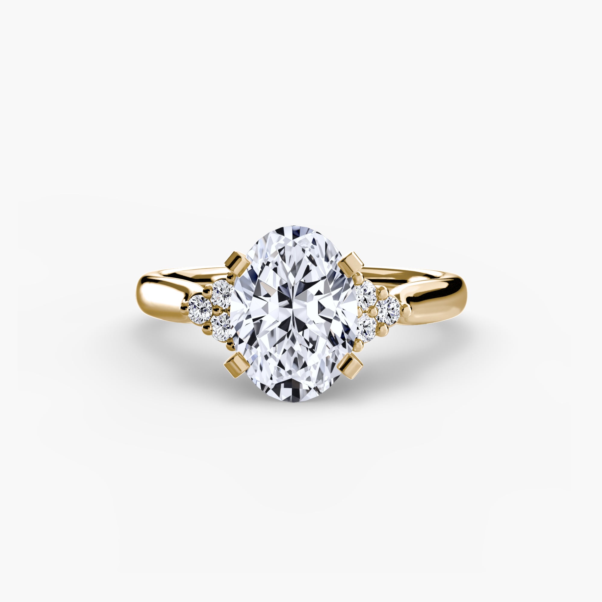 Solitaire with Cluster Shoulders 2 - Lanore Fine Jewelry