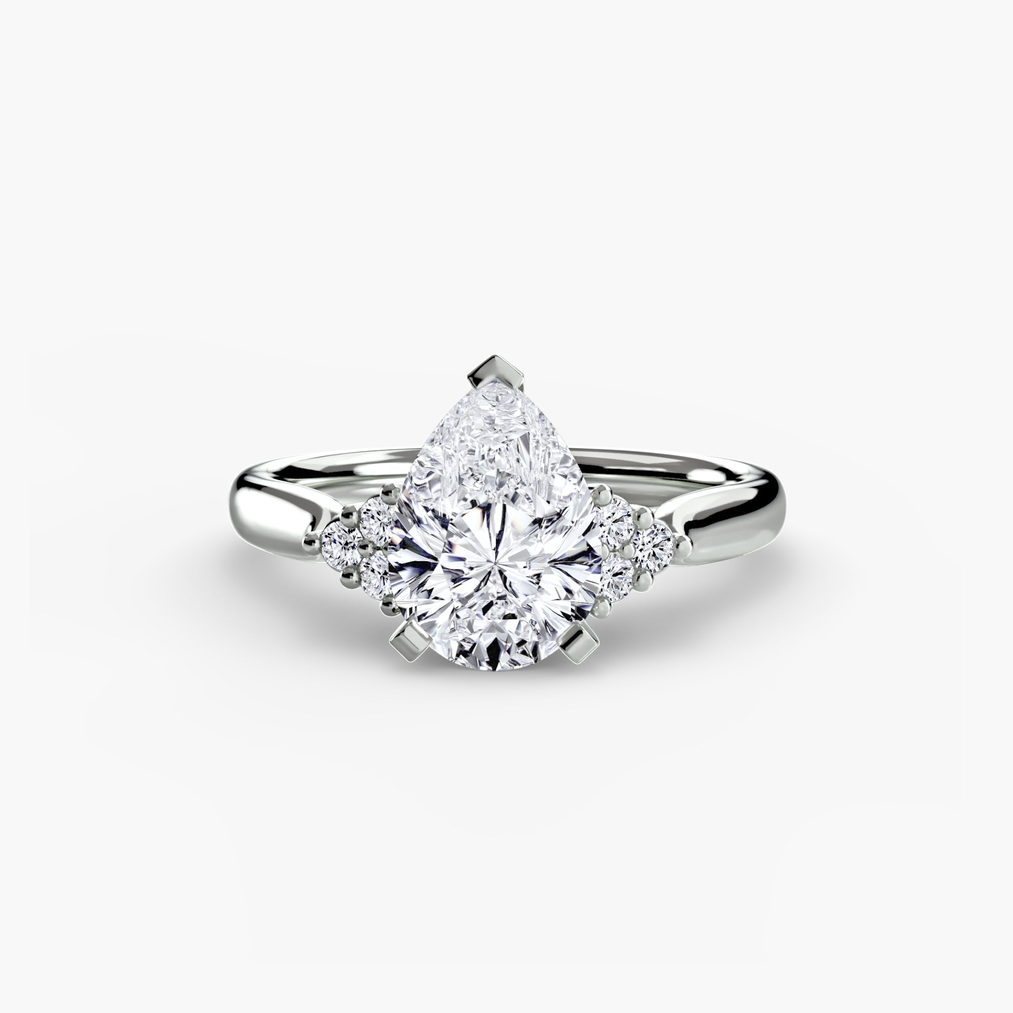 Solitaire with Cluster Shoulders 2 - Lanore Fine Jewelry