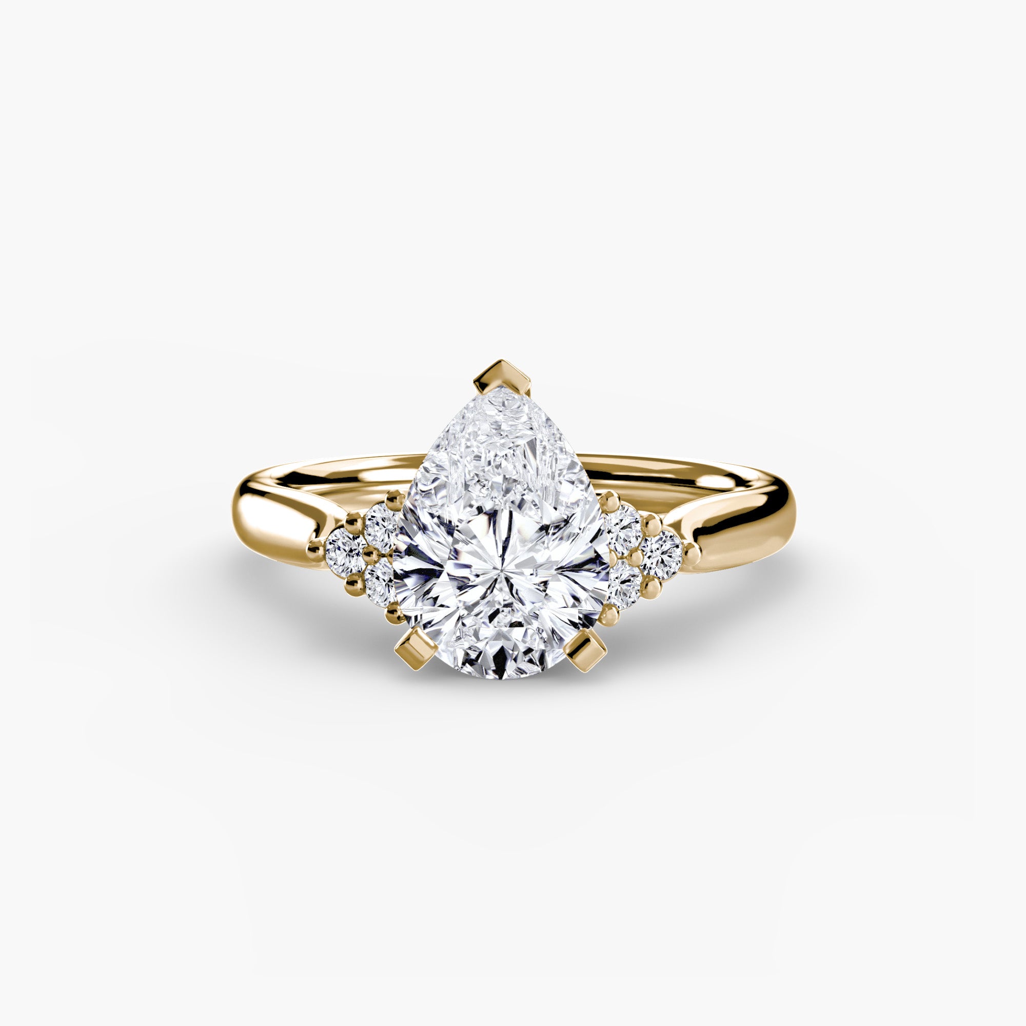 Solitaire with Cluster Shoulders 2 - Lanore Fine Jewelry