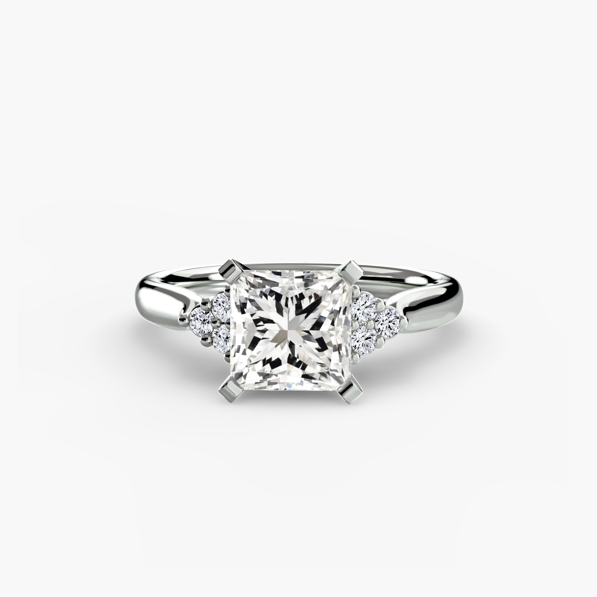 Solitaire with Cluster Shoulders 2 - Lanore Fine Jewelry
