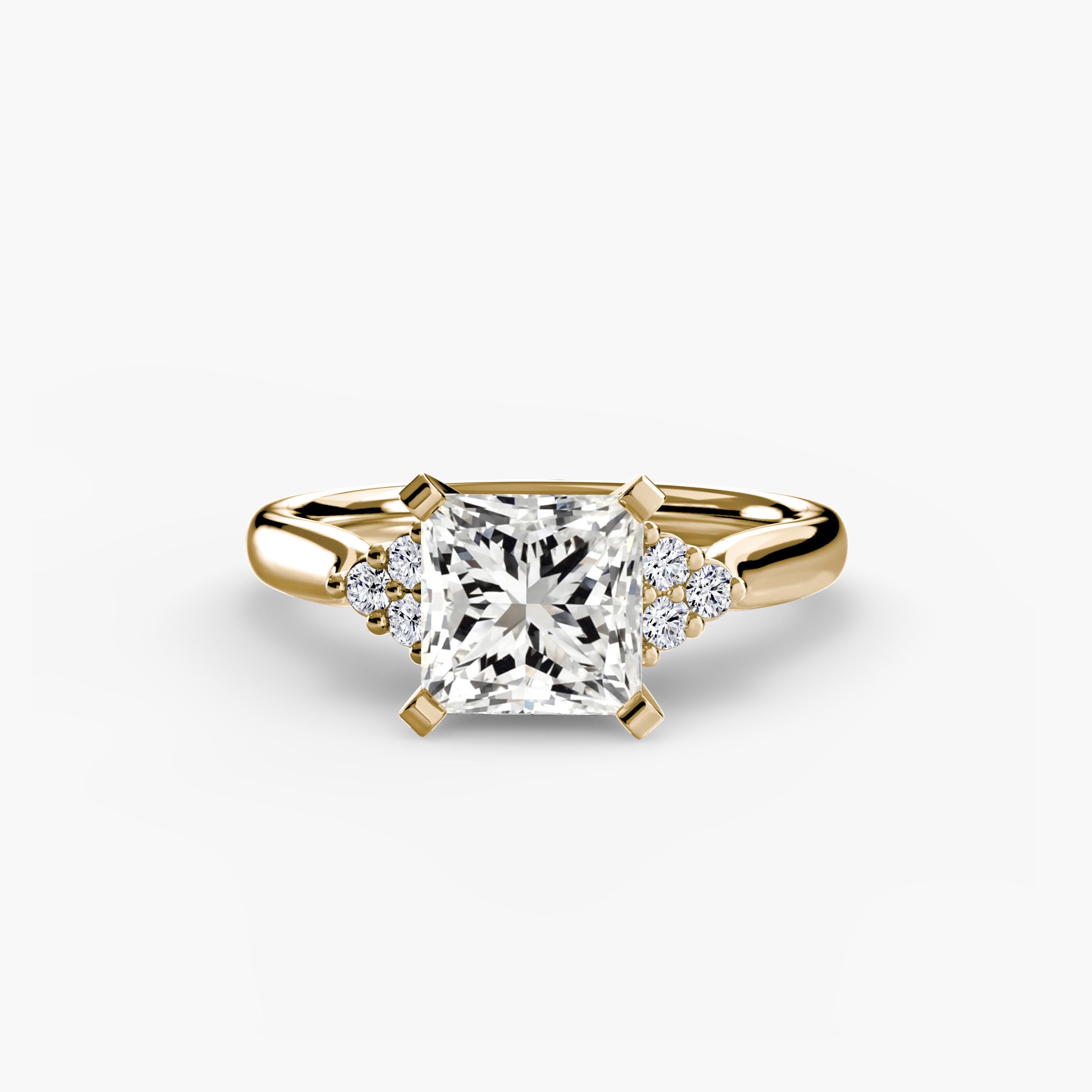 Solitaire with Cluster Shoulders 2 - Lanore Fine Jewelry