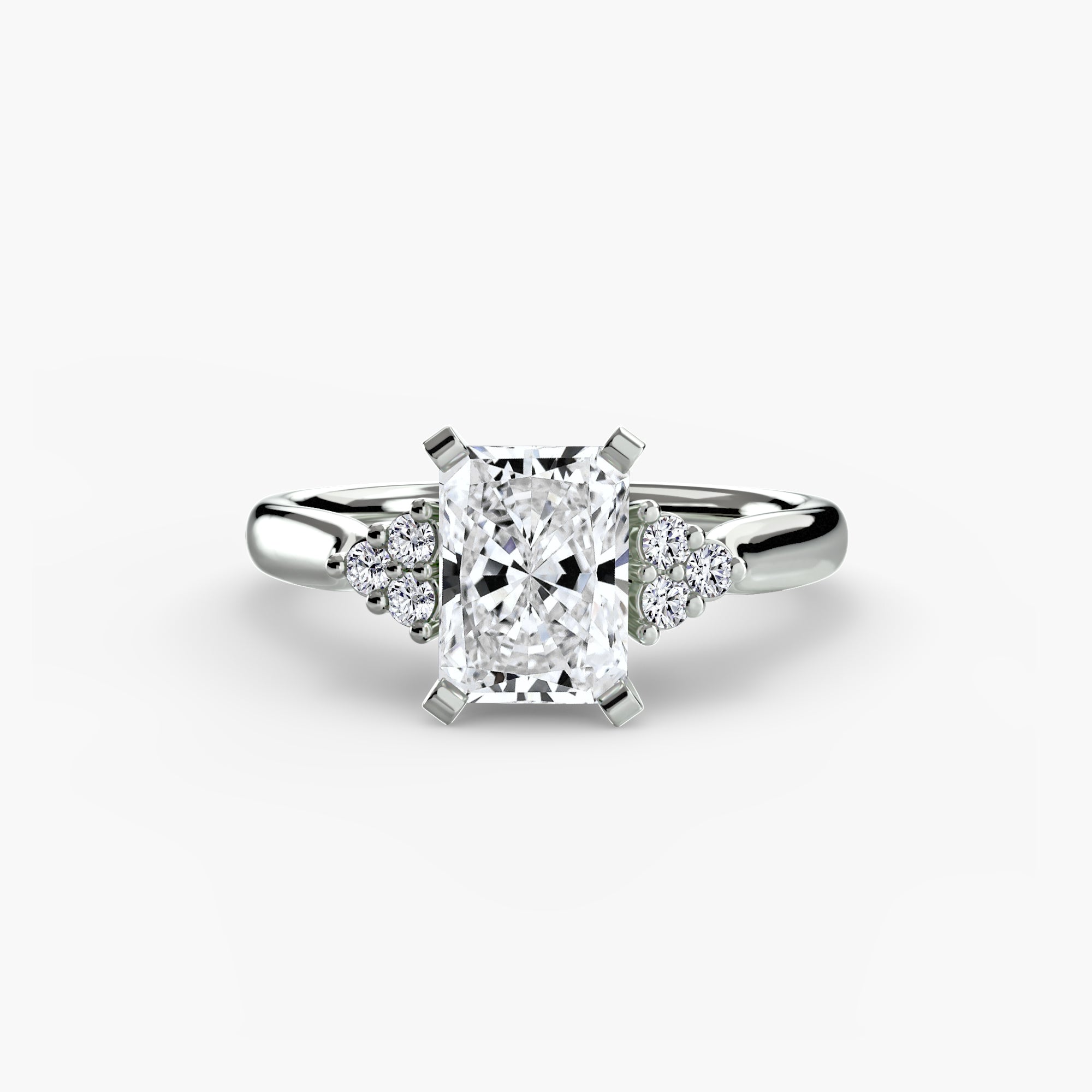 Solitaire with Cluster Shoulders 2 - Lanore Fine Jewelry