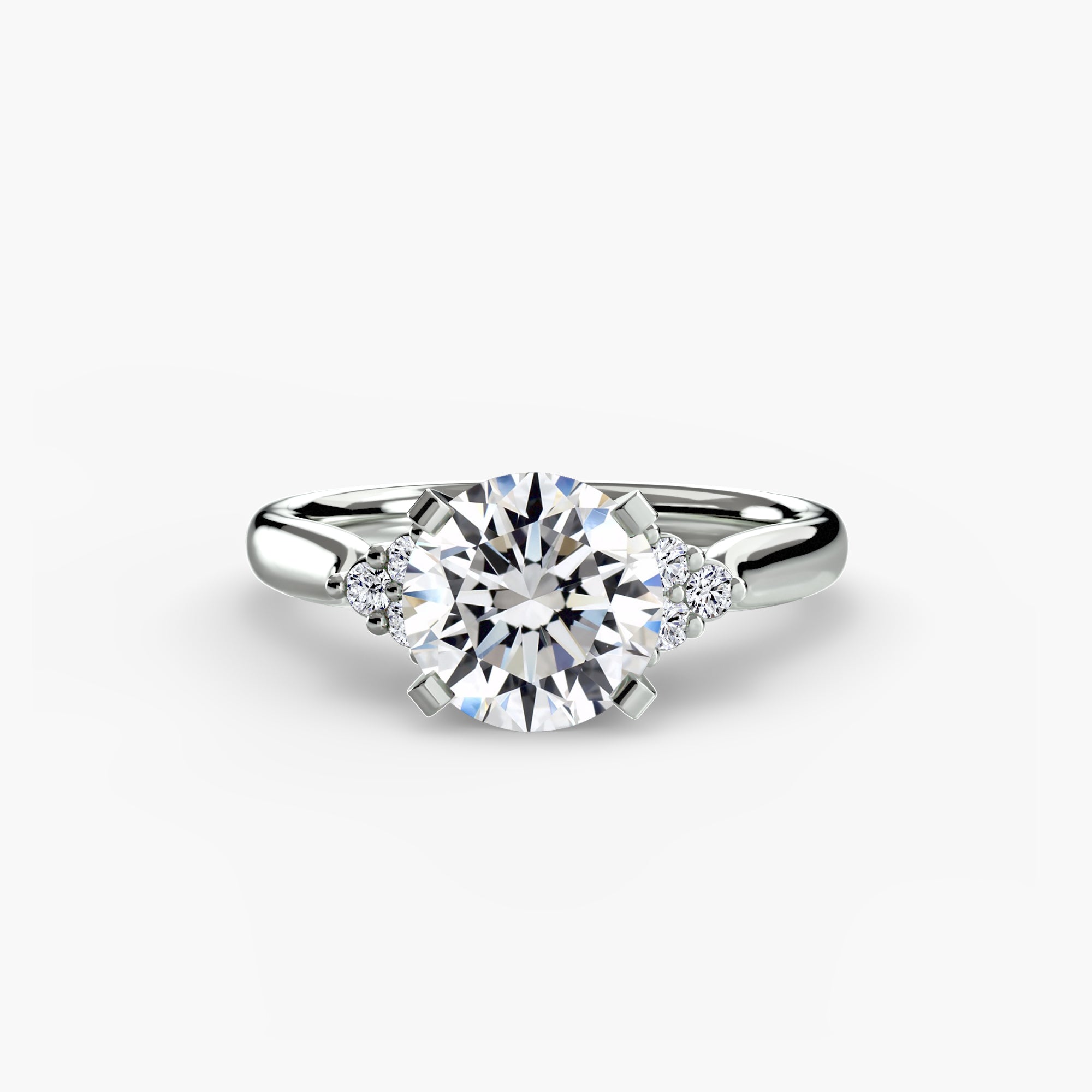 Solitaire with Cluster Shoulders 2 - Lanore Fine Jewelry