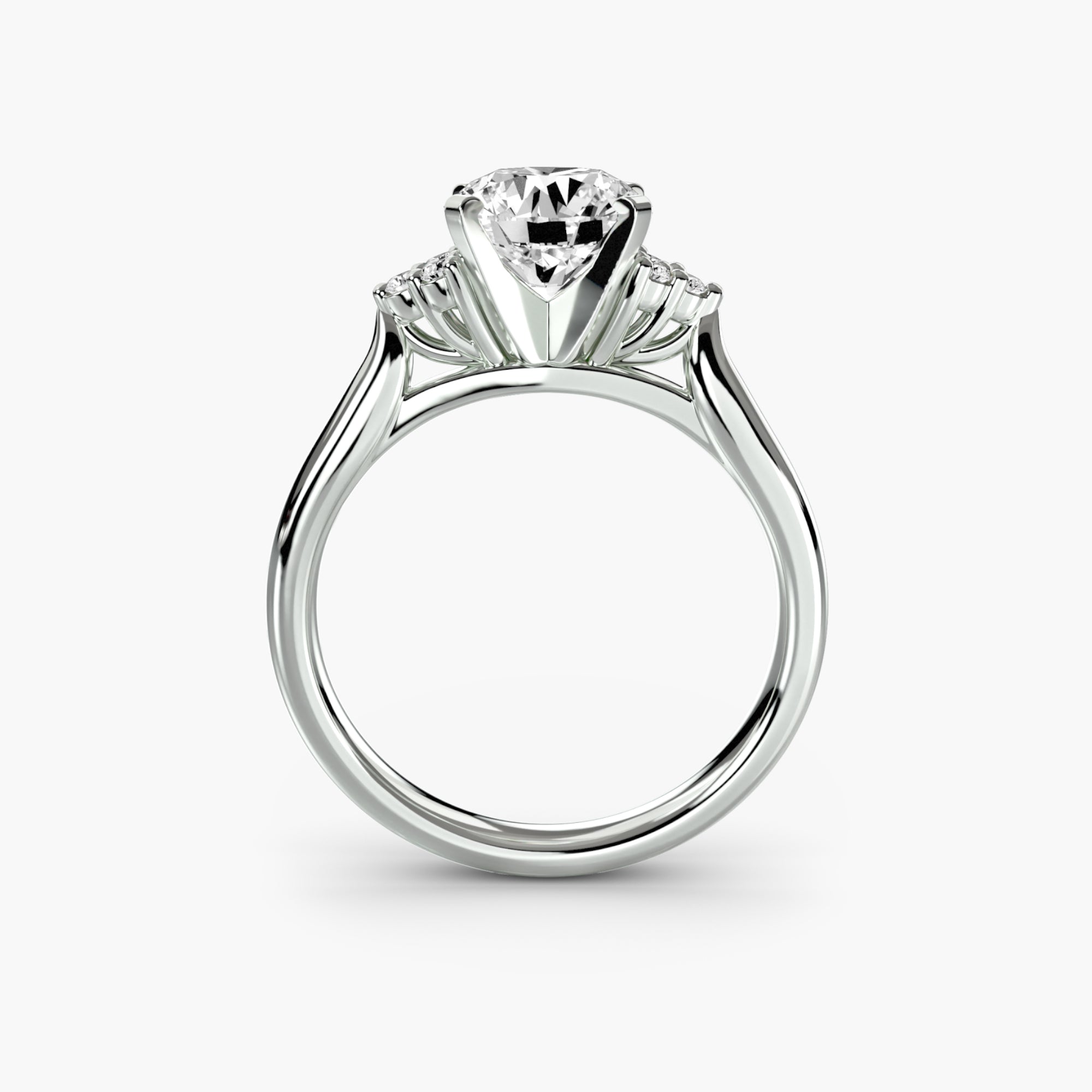 Solitaire with Cluster Shoulders 2 - Lanore Fine Jewelry