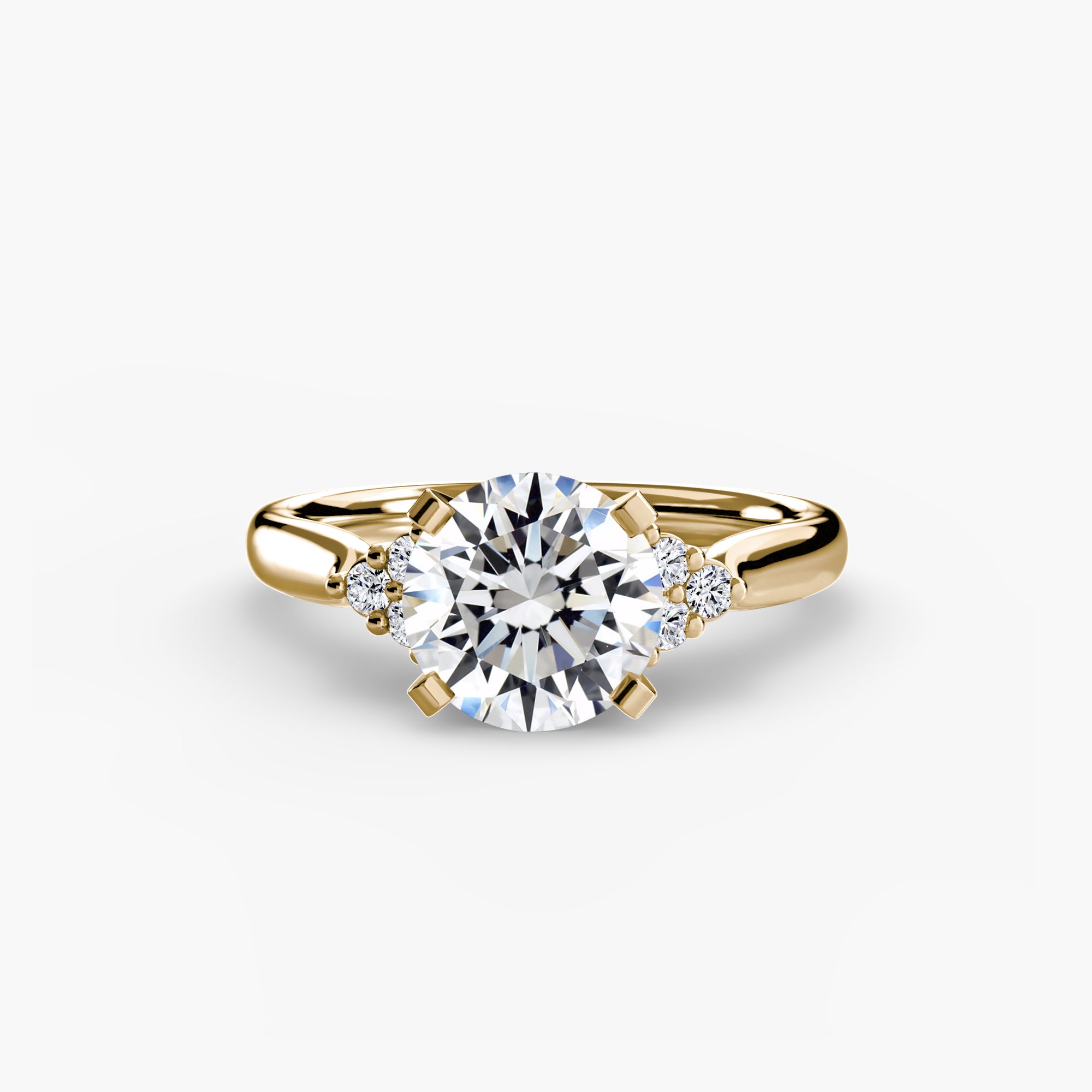 Solitaire with Cluster Shoulders 2 - Lanore Fine Jewelry
