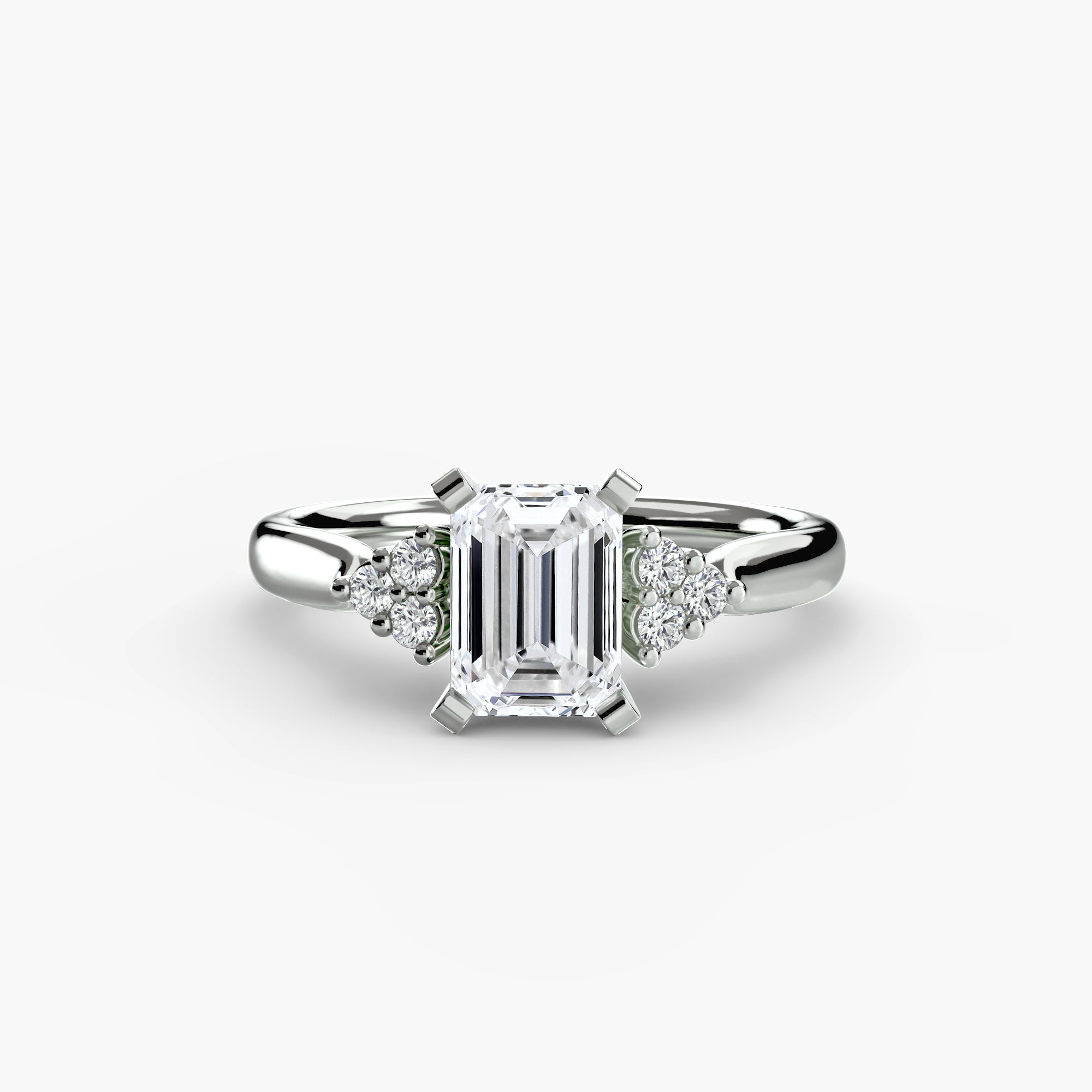 Solitaire with Cluster Shoulders 2 - Lanore Fine Jewelry
