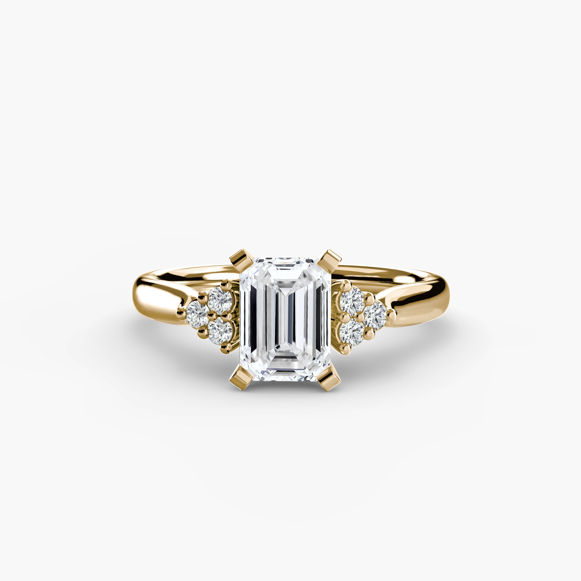 Solitaire with Cluster Shoulders 2 - Lanore Fine Jewelry