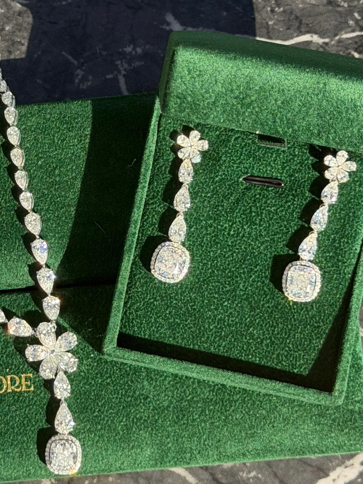 11ct Cushion Drop LG Diamond Earrings - Lanore Fine Jewelry
