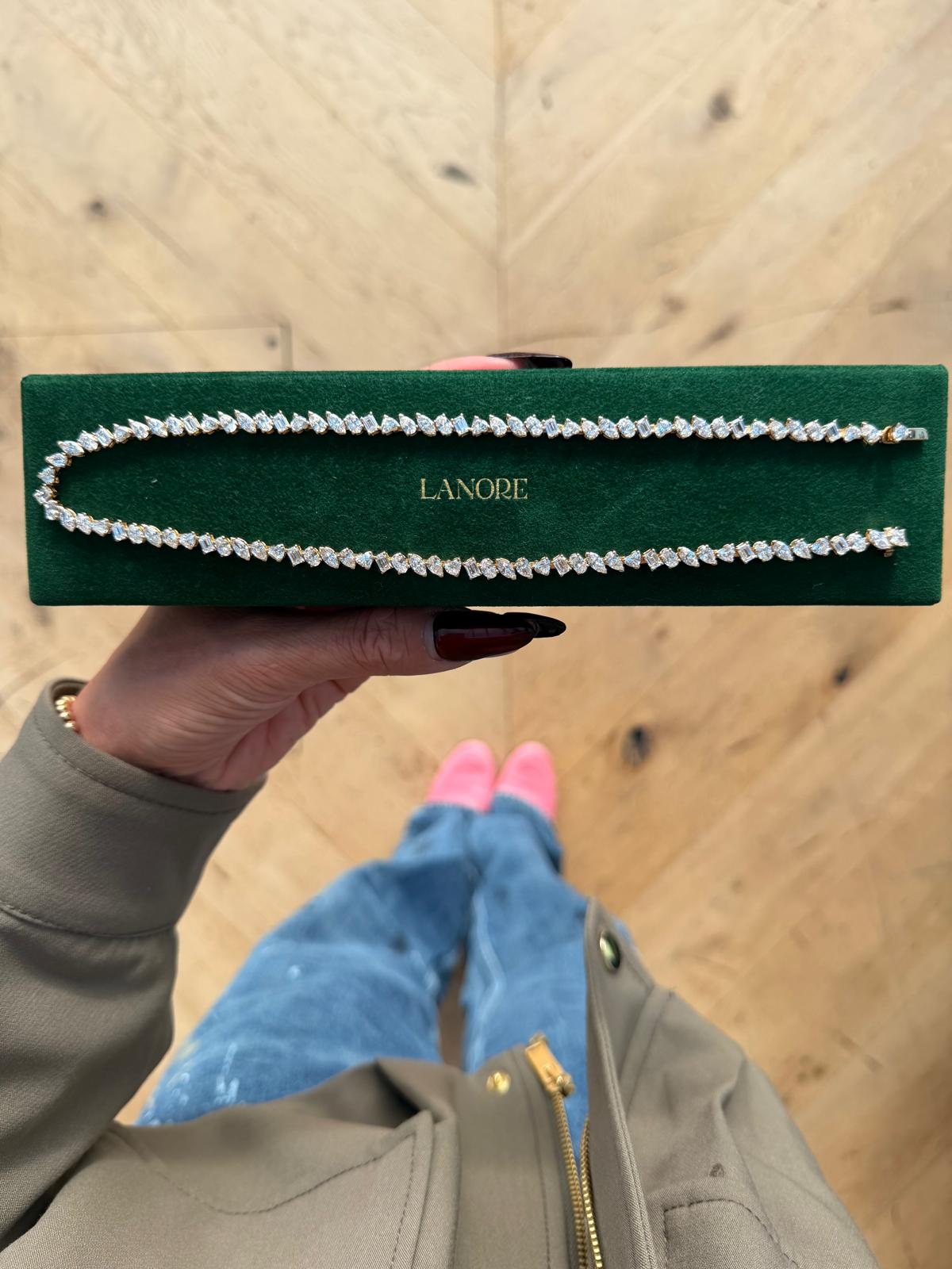 Mixed Shape LG Diamond Tennis Necklace (22ctw) - Lanore Fine Jewelry