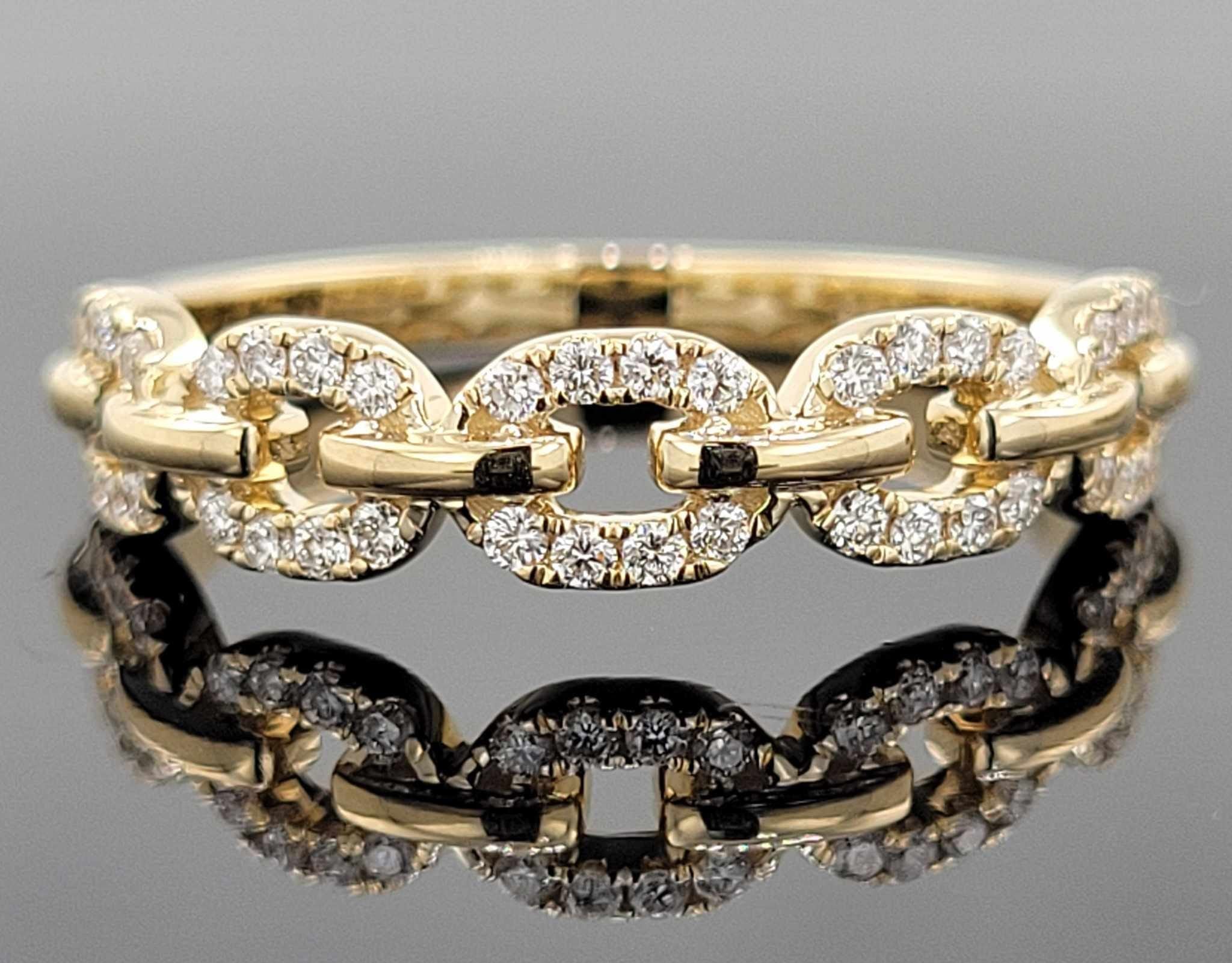 Gold and Diamond Chain Band (Lab Grown) - Lanore Fine Jewelry