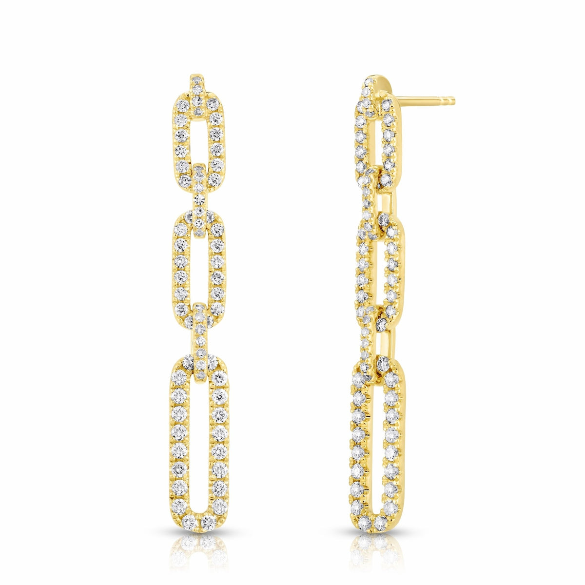 Diamond Paperclip Drop Earrings