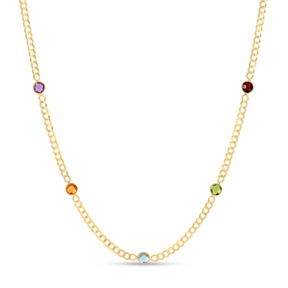 Fancy Gemstone Curb Chain Necklace - Lanore Fine Jewelry