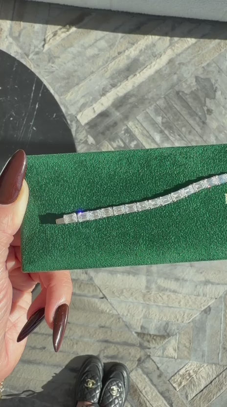 East/West Emerald Cut LG Diamond Tennis Bracelet (17ctw)