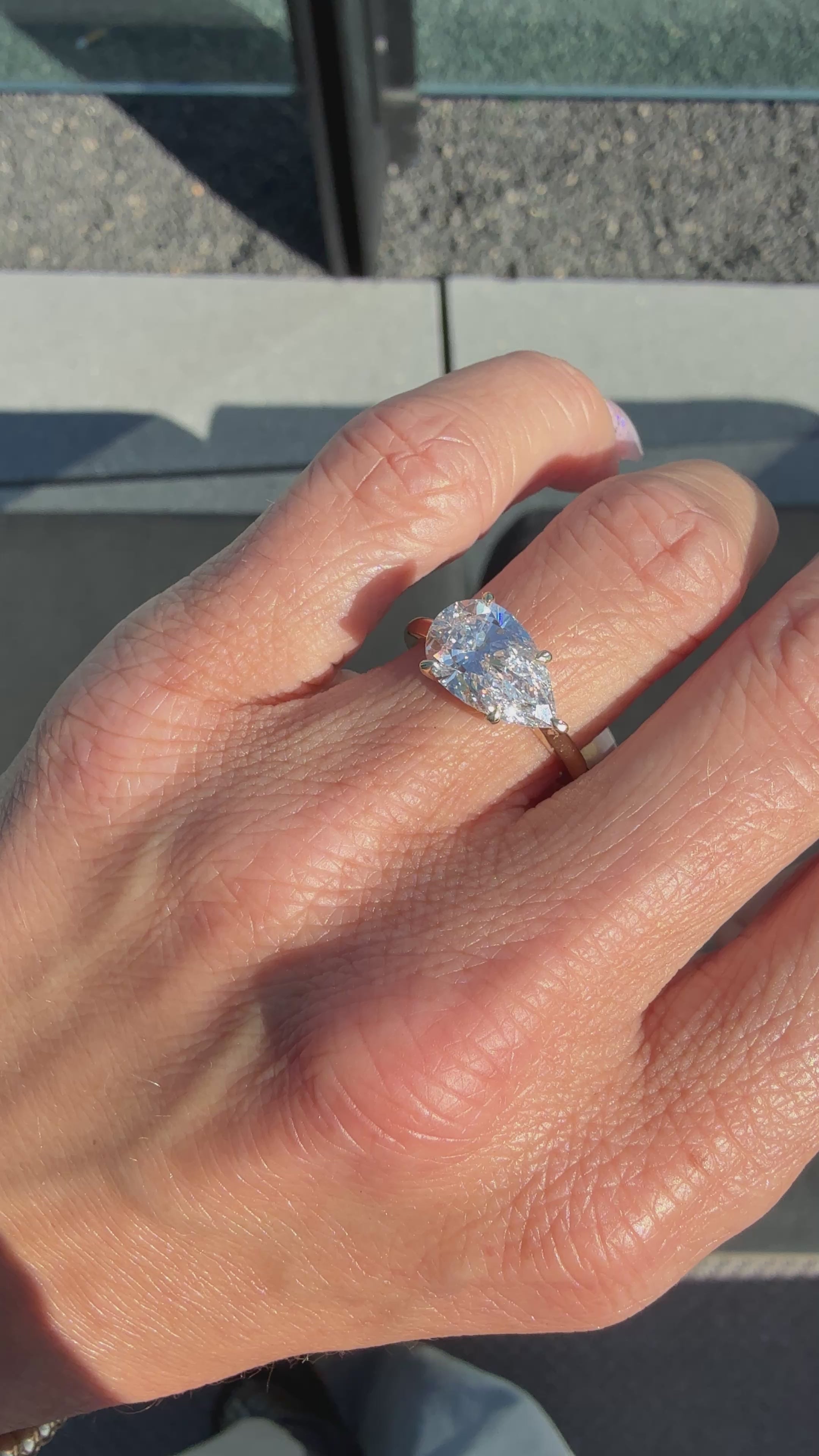East/West Pear Cut London Engagement Ring with HH