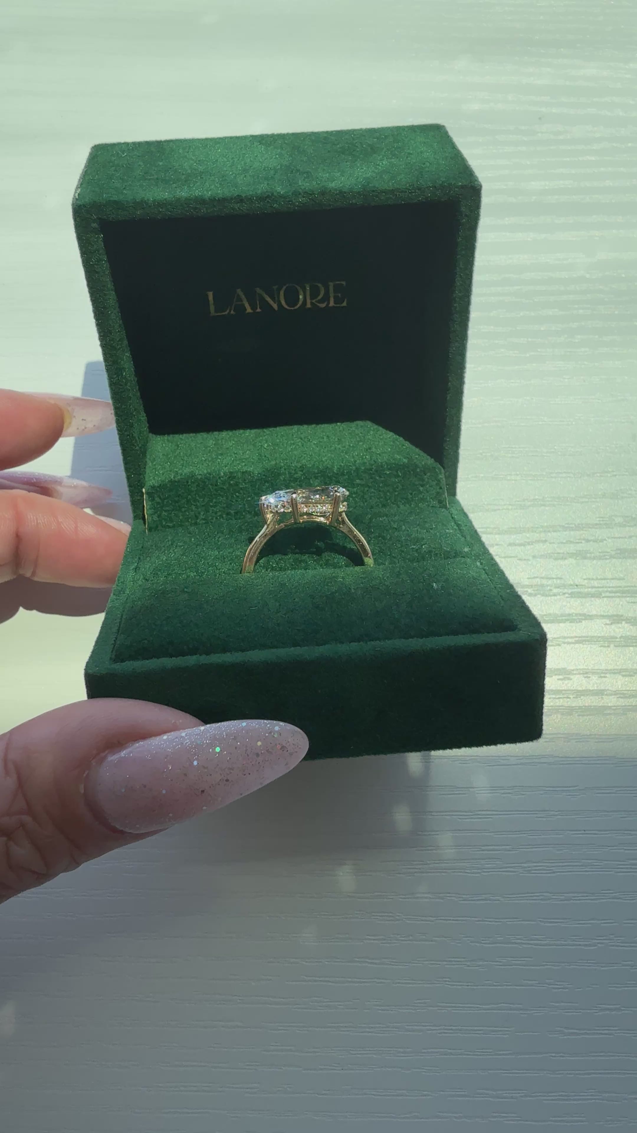 East/West Pear Cut London Engagement Ring with HH
