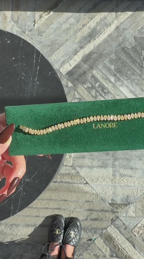 North/South Fancy Yellow Pear Cut LG Diamond Tennis Bracelet (12ctw)