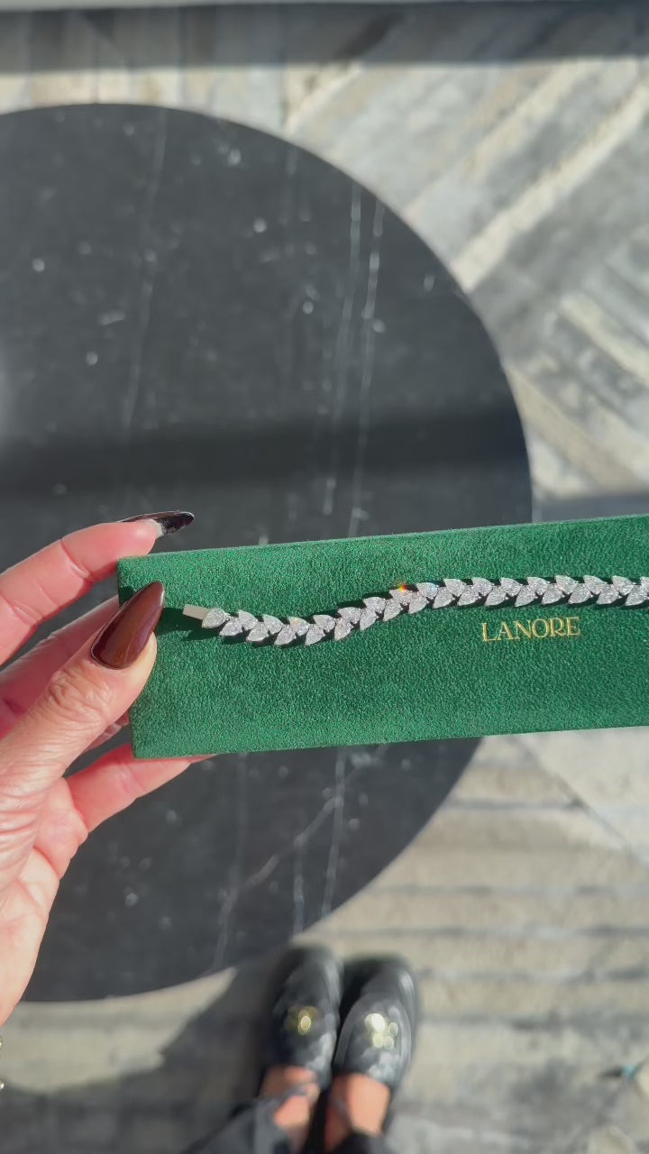Double Pear Cut LG Diamond Tennis Bracelet (18ctw)