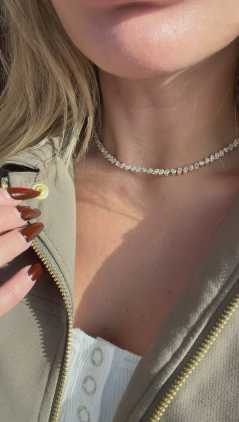 Mixed Shape LG Diamond Tennis Necklace (22ctw)